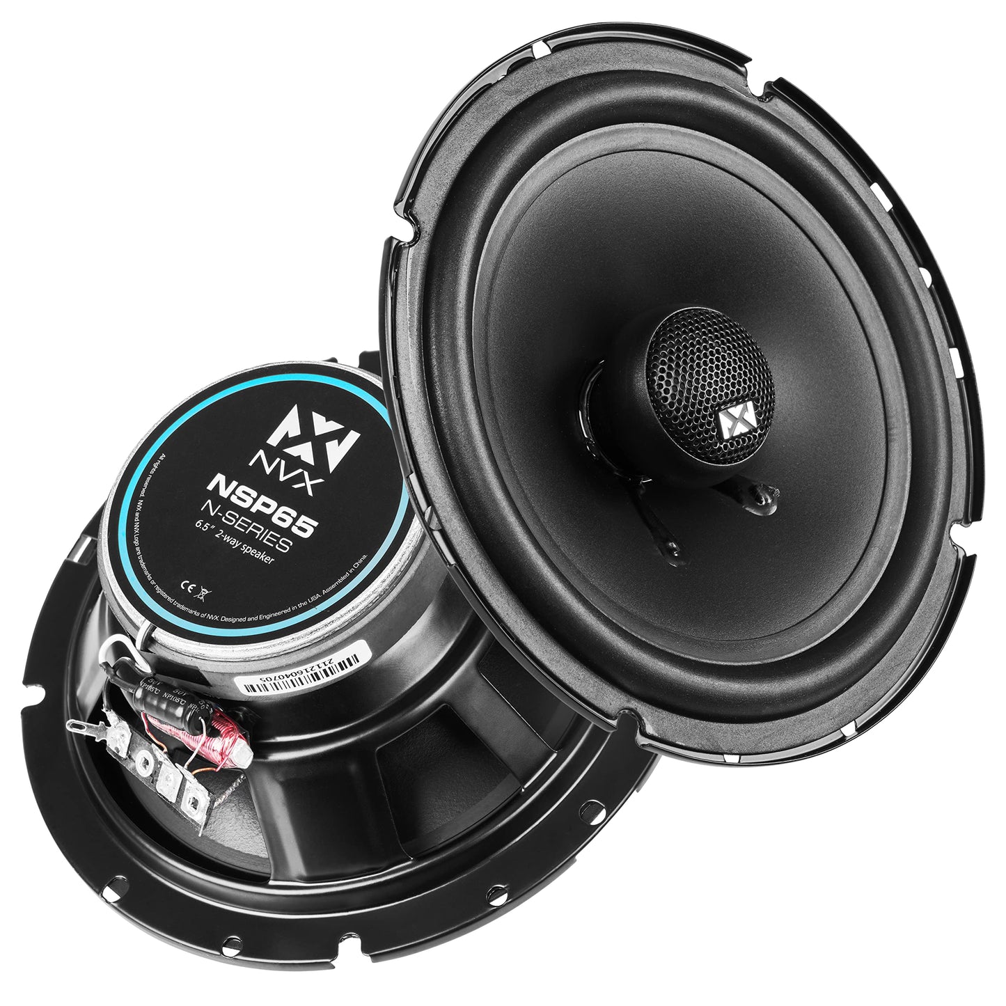 NVX 6 1/2 inch True 80 watt RMS 2-Way Coaxial Car Speakers [N-Series] with Silk Dome Tweeters, Set of 2 [NSP65]