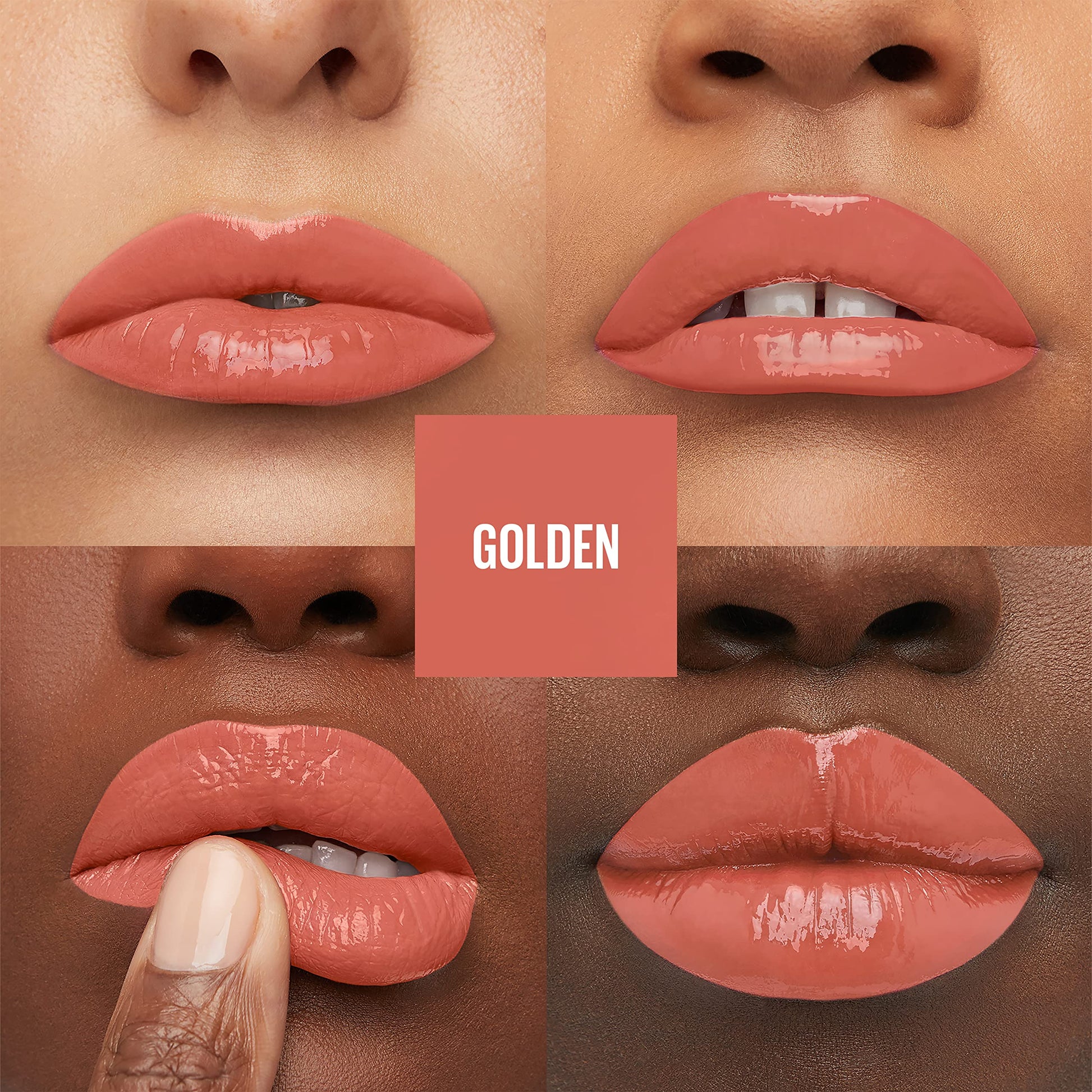 Labial Líquido Brillante, Maybelline Superstay Vinyl Ink Nudes tono Golden, 4.2ml + Labial líquido brillante Super Stay Vinyl Ink Peachy