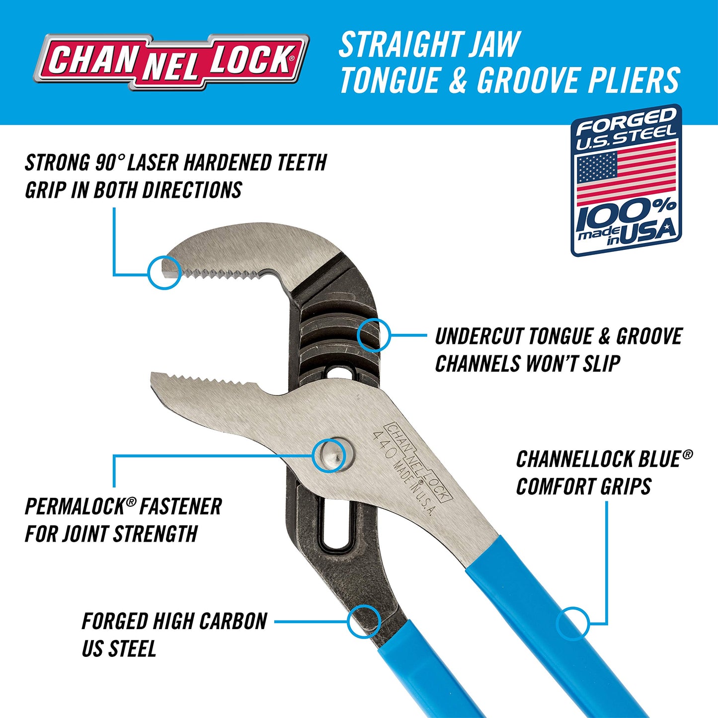 Channellock - 4 pantallas de ranura para lengua 460440426424 (PC-1)