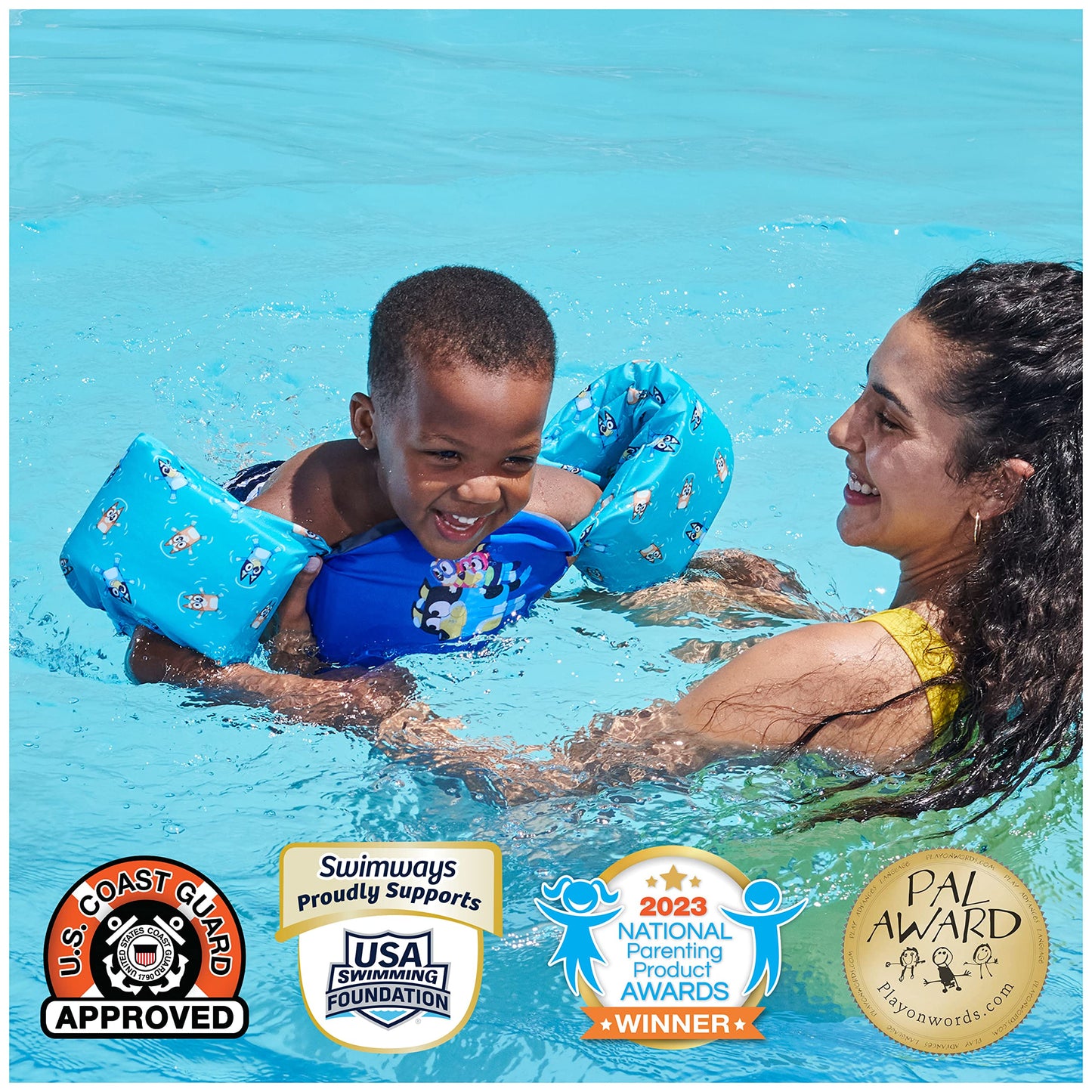 Chaleco Salvavidas SwimWays Azul Aprobado por la Guardia Costera para Niños 33 a 55 Libras