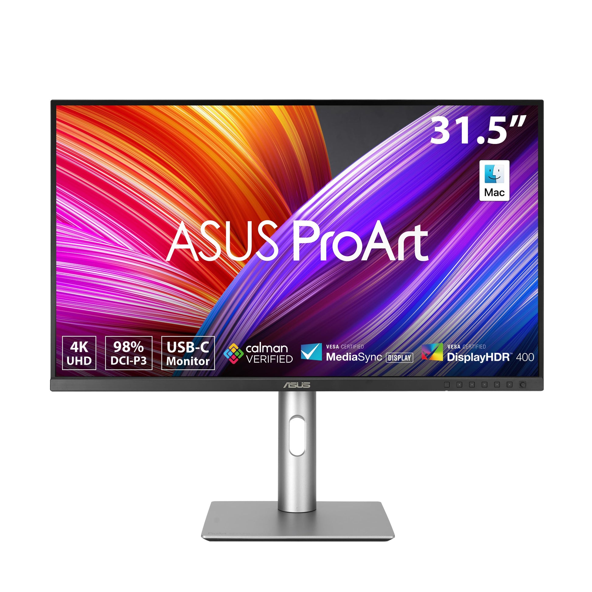 ASUS ProArt Display Monitor profesional de 32 pulgadas (31.5 pulgadas visible), IPS, 4K UHD (3840 x 2160), 98% DCI-P3, precisión de color ΔE < 2, verificado por Calman, USB-C PD 96W, cadena margarita,