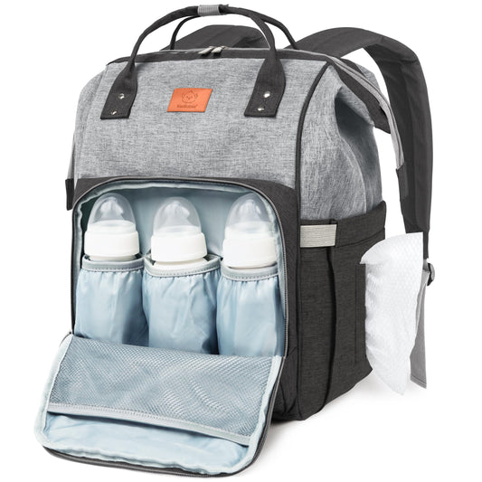 Mochila para Pañales Pink Gray Impermeable y Multifunción Duradera y Elegante