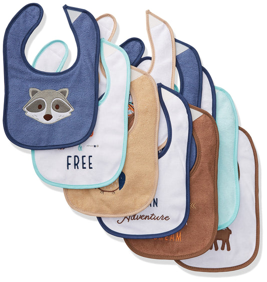 Hudson Baby Baberos unisex de rizo de algodón para bebé con relleno de fibra, mapache, talla única