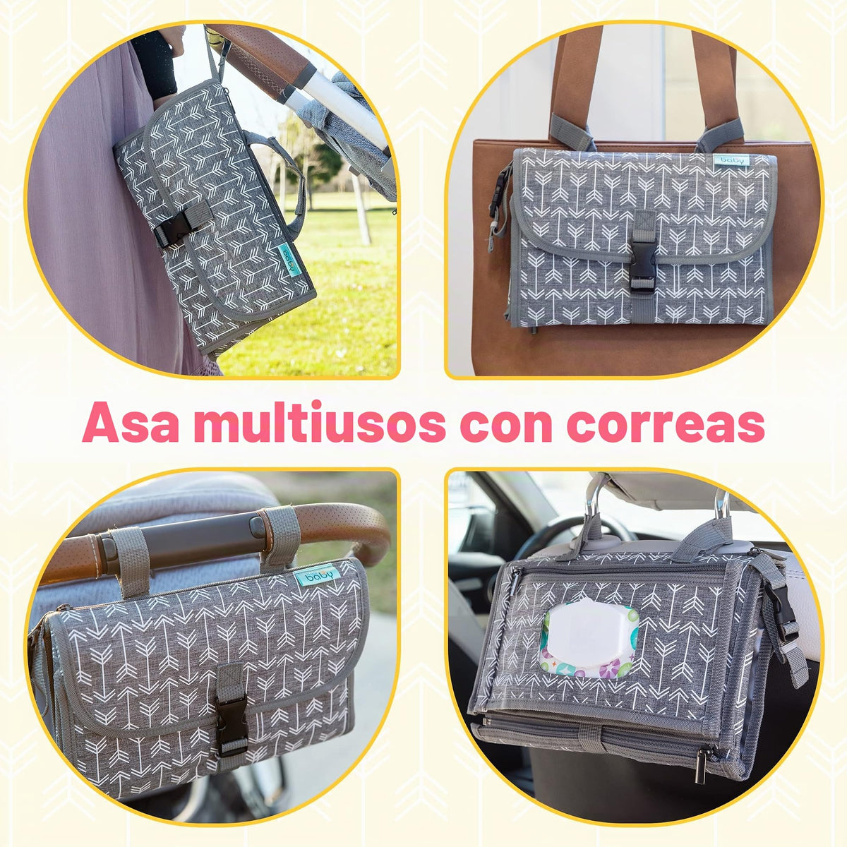 Kopi - Cambiador de pañales portátil para bebé, cambiador de pañales con bolsillo para toallitas, tapete cambiador portátil de diseño inteligente, kit de estación de viaje para bebés, regalo para