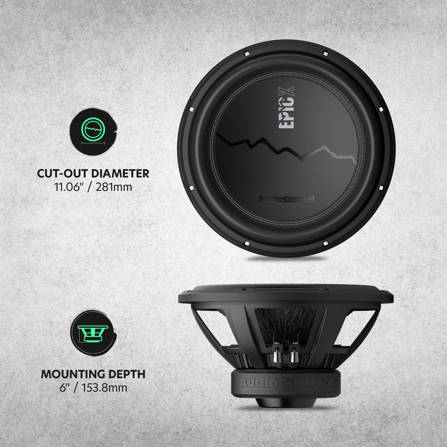AudioControl EPICX Series - Altavoz de subwoofer para coche de 12 pulgadas, potencia máxima de 750 W (500 W RMS), bobinas de voz dobles de 4 ohmios, sub Loud Pro StreetBass para sistema de audio para