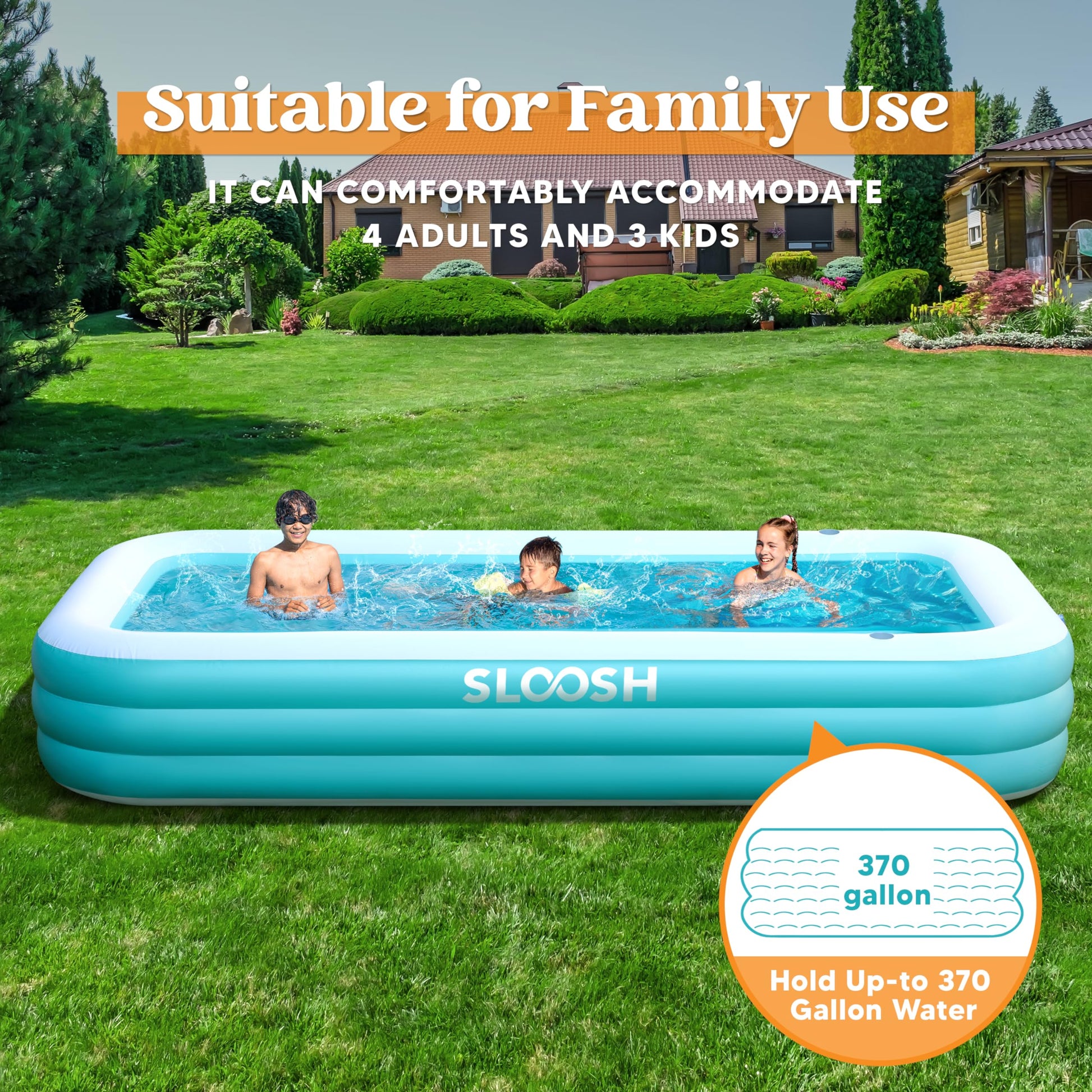 Piscina Inflable Sloosh Azul con Asientos para Verano Familiar