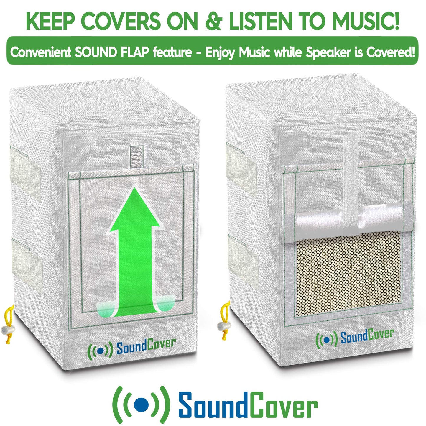 Dos cubiertas de altavoces blancos impermeables 600D para altavoces montados en soporte C – Compatible con Yamaha NS-AW294, Polk Atrium 6, Bose 251 (dimensiones máximas: 13.5 pulgadas de alto x 7.9