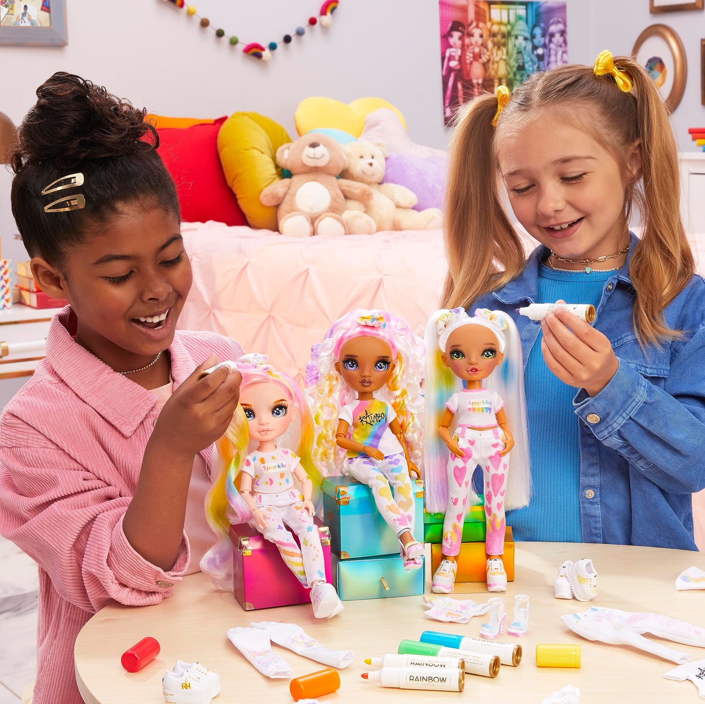 Muñeca Fashion Rainbow High Ojos Verdes DIY con Rotuladores para Niños y Niñas