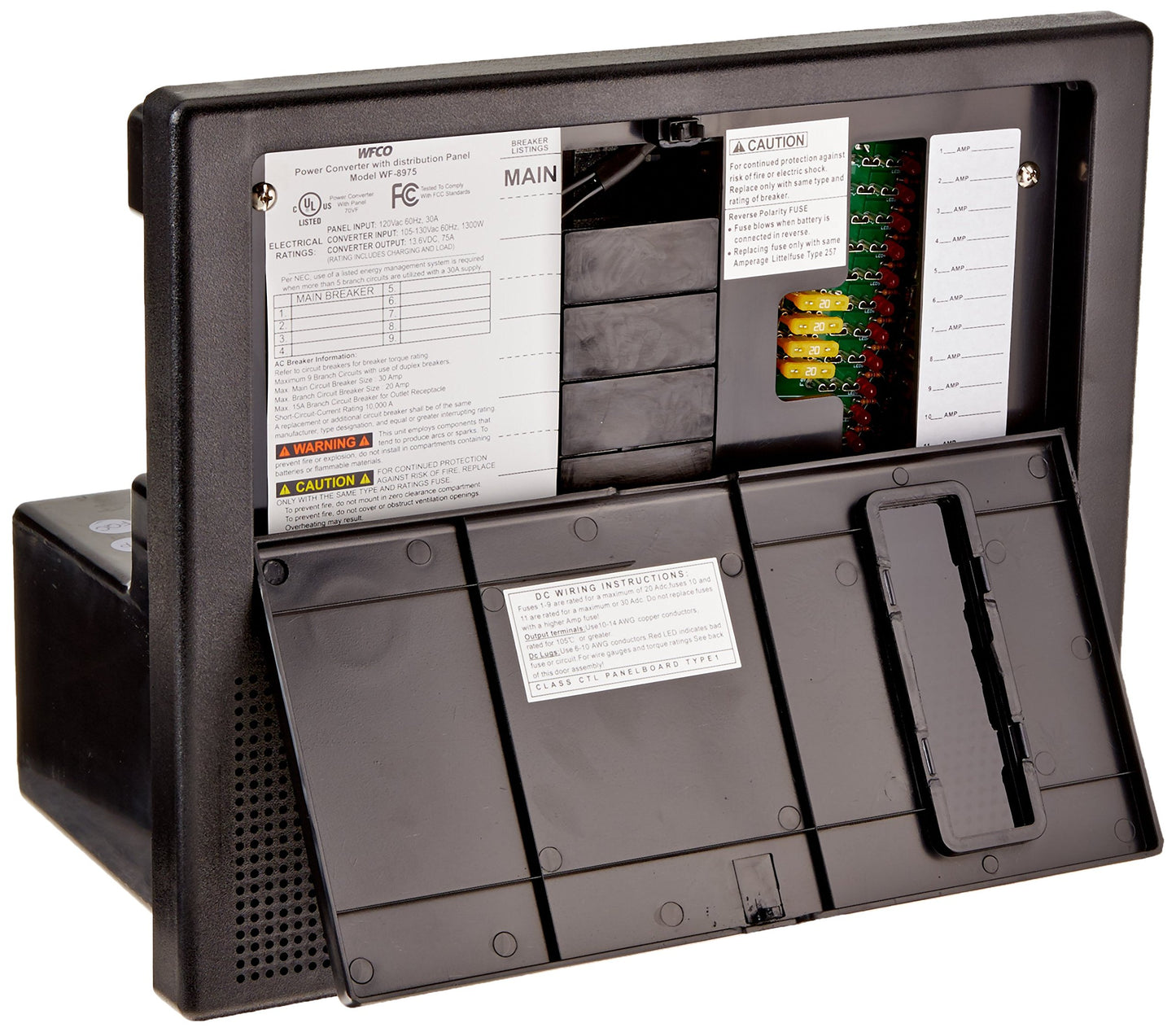Convertidor de Cargador Power Center WFCO Negro 75 Amps