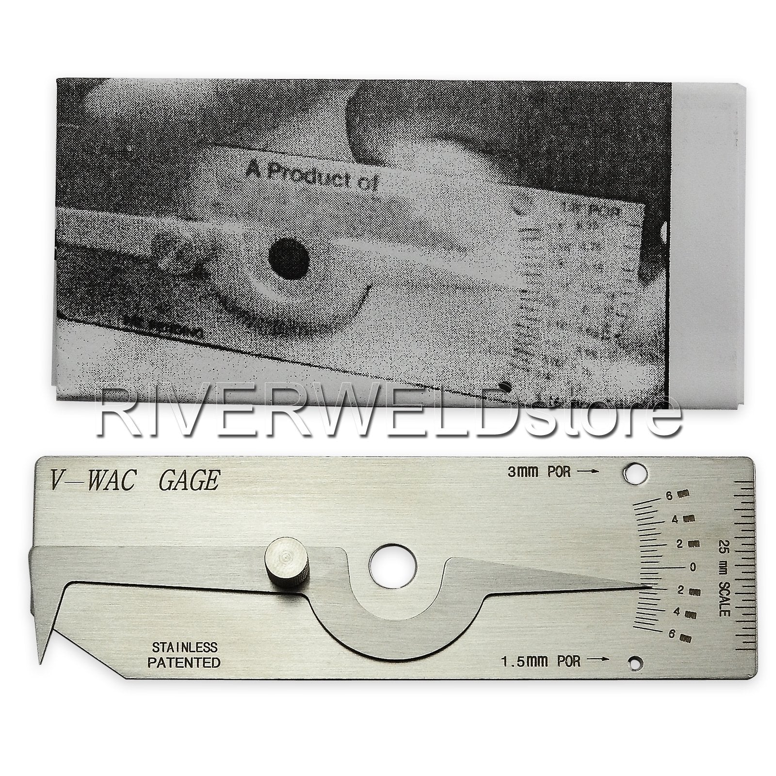 Medidor de Soldadura Riverweld Acero Inoxidable Métrico para Inspección y Verificación de Altura de Corona y Porosidad