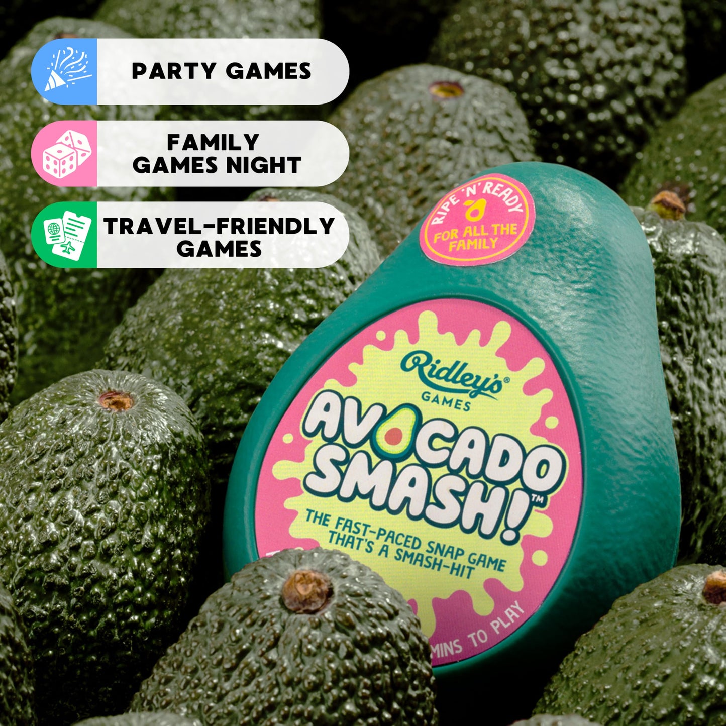 Juego de Cartas Ridley's Aguacate Smash 71 Piezas con Estuche de Almacenamiento para la Familia