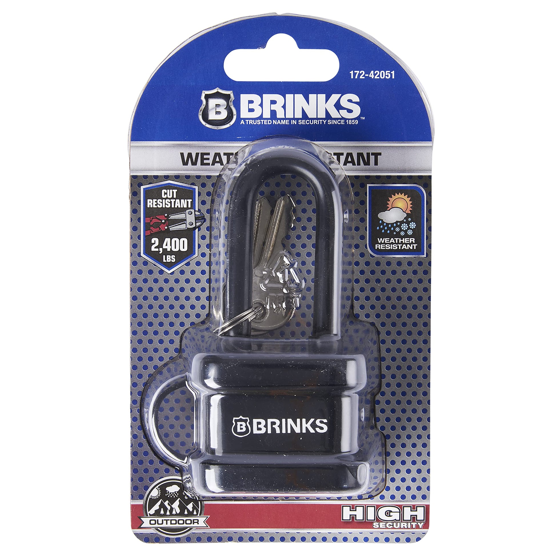 BRINKS - Candado de acero laminado de 40 mm resistente a la intemperie con grillete de 2 pulgadas, envuelto en vinilo y chapado en cromo con grillete de acero endurecido, 172-42051, negro