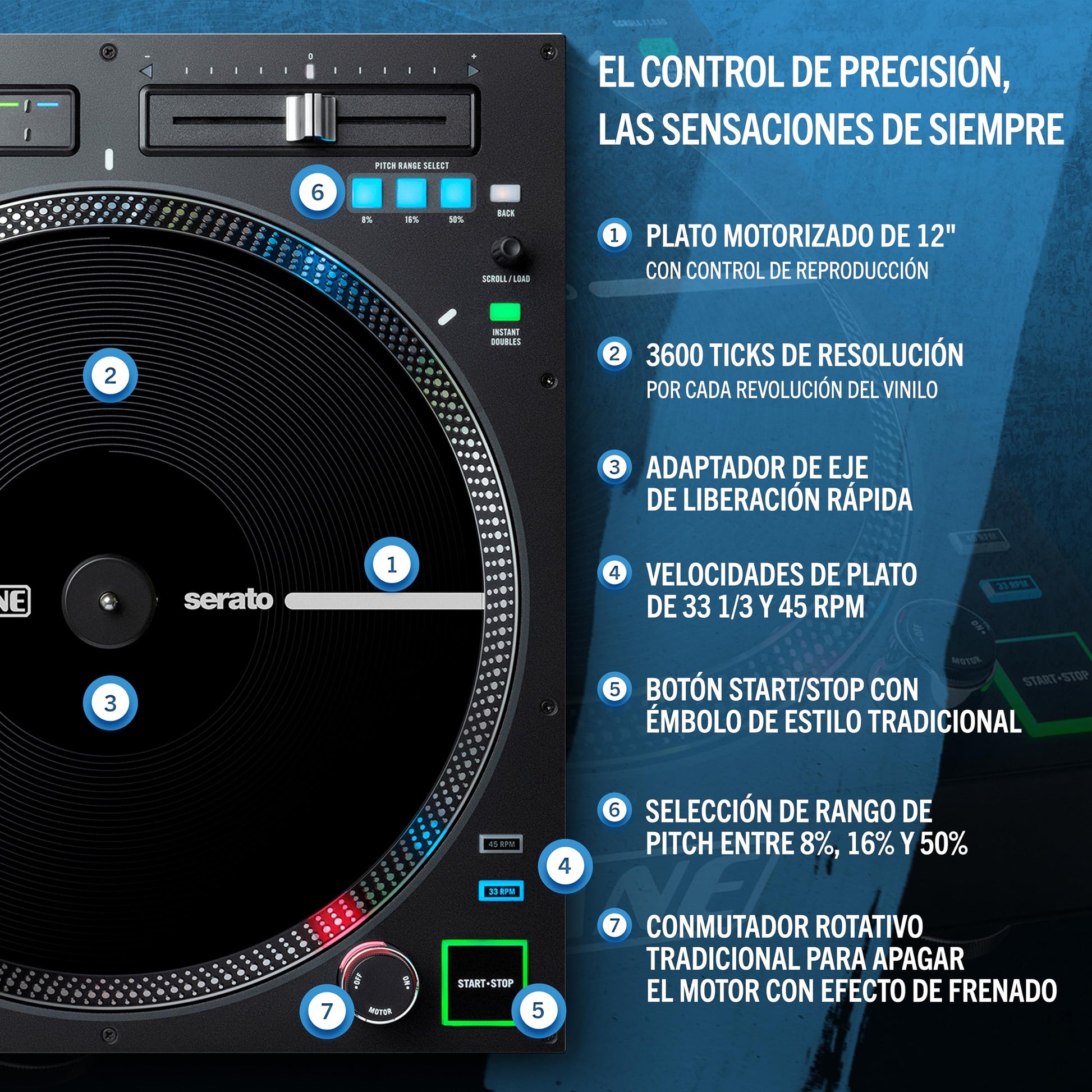 Tocadiscos DJ Rane Twelve MKII Negro con Plato Motorizado y Control USB MIDI para Traktor, Virtual DJ y Serato DJ
