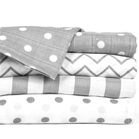 Muslin Swaddle Blankets by CuddleBug - Spots n' Stripes- 4 Pack Baby Blanket for Newborns - Swaddle Blanket, Swaddle Wrap, Muslin Swaddle and Receiving Blankets