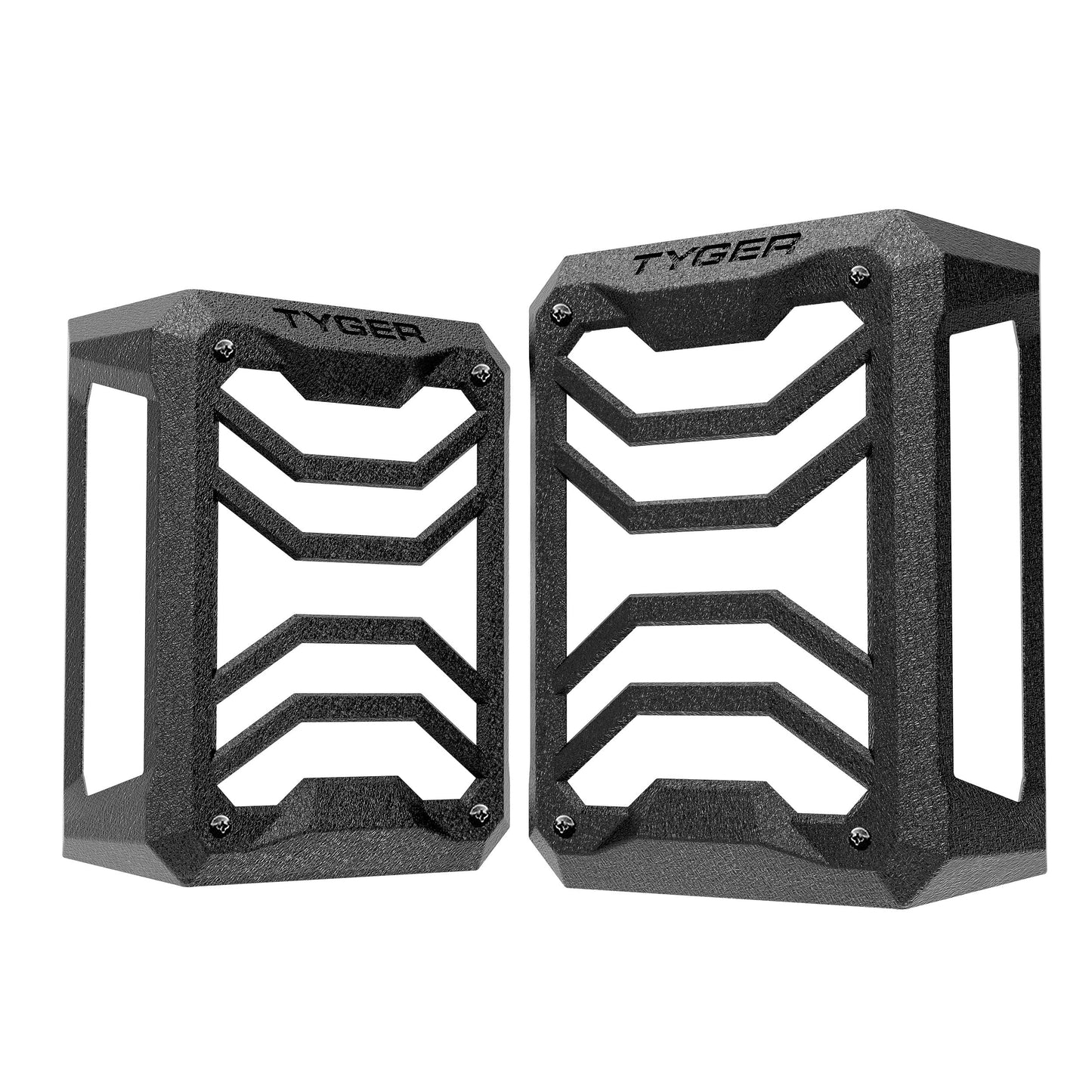 Tyger Auto TG-TG7J83338 Cubiertas de protección de luz trasera compatibles con Jeep Wrangler JK 2007-2018 (no para JL) | Negro texturizado, aleación de aluminio fundido, revestimiento en polvo