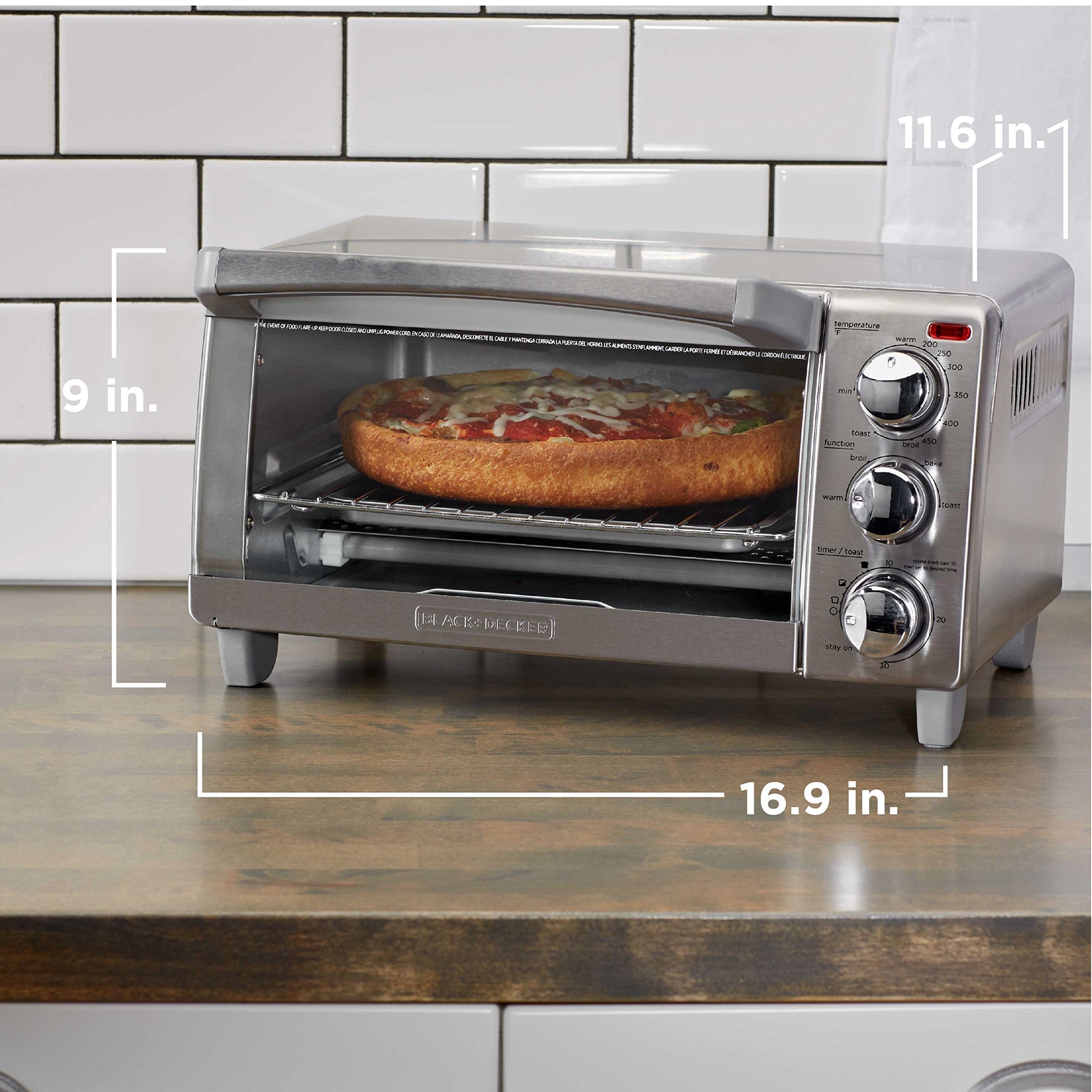 Black+Decker TO1760SS - Horno tostador de 4 rebanadas con convección natural, acero inoxidable