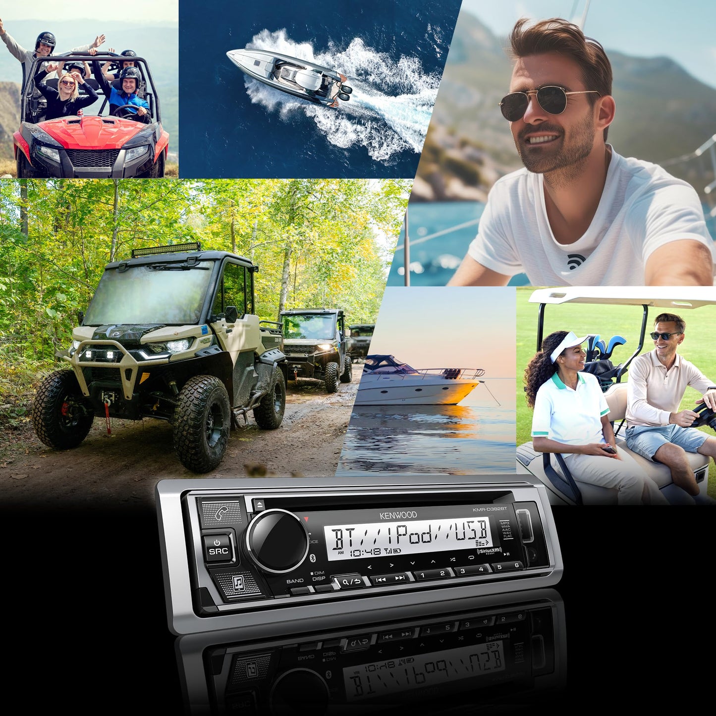 KENWOOD KMR-D382BT (50 W x 4 Ch) Unidad principal estéreo para coche/marino con Bluetooth, llamadas manos libres, reproductor de CD, USB, radio AM/FM, listo para SiriusXM, receptor de audio para todo
