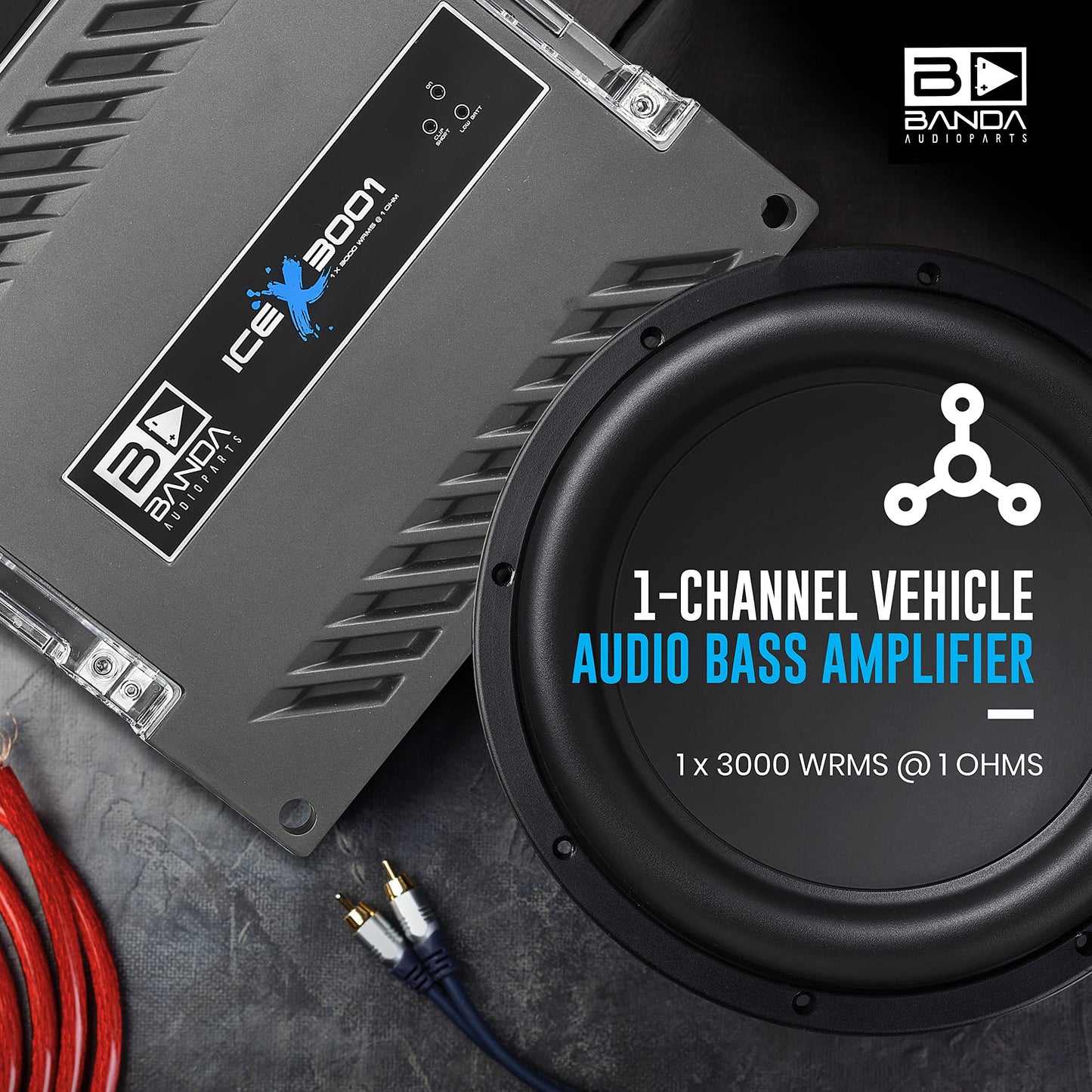 Banda Ice X 3001-1 Canal 3000 W RMS 1 Ohm Amplificador de Coche