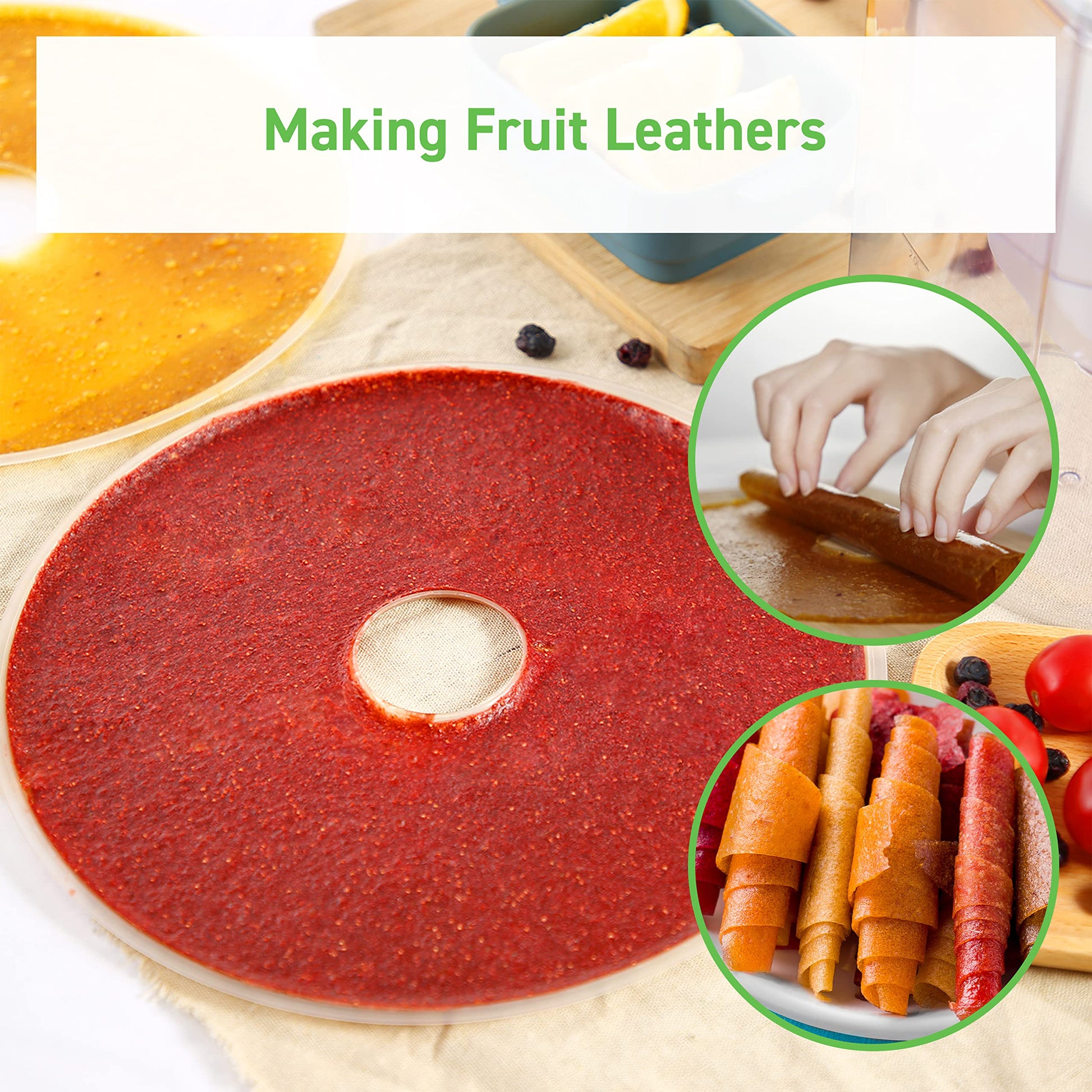 COSORI - Accesorios para deshidratadores de alimentos, hojas de piel de frutas para 5 bandejas CFD-N051-W, sin BPA, CFD-FR051-WUS, paquete de 2