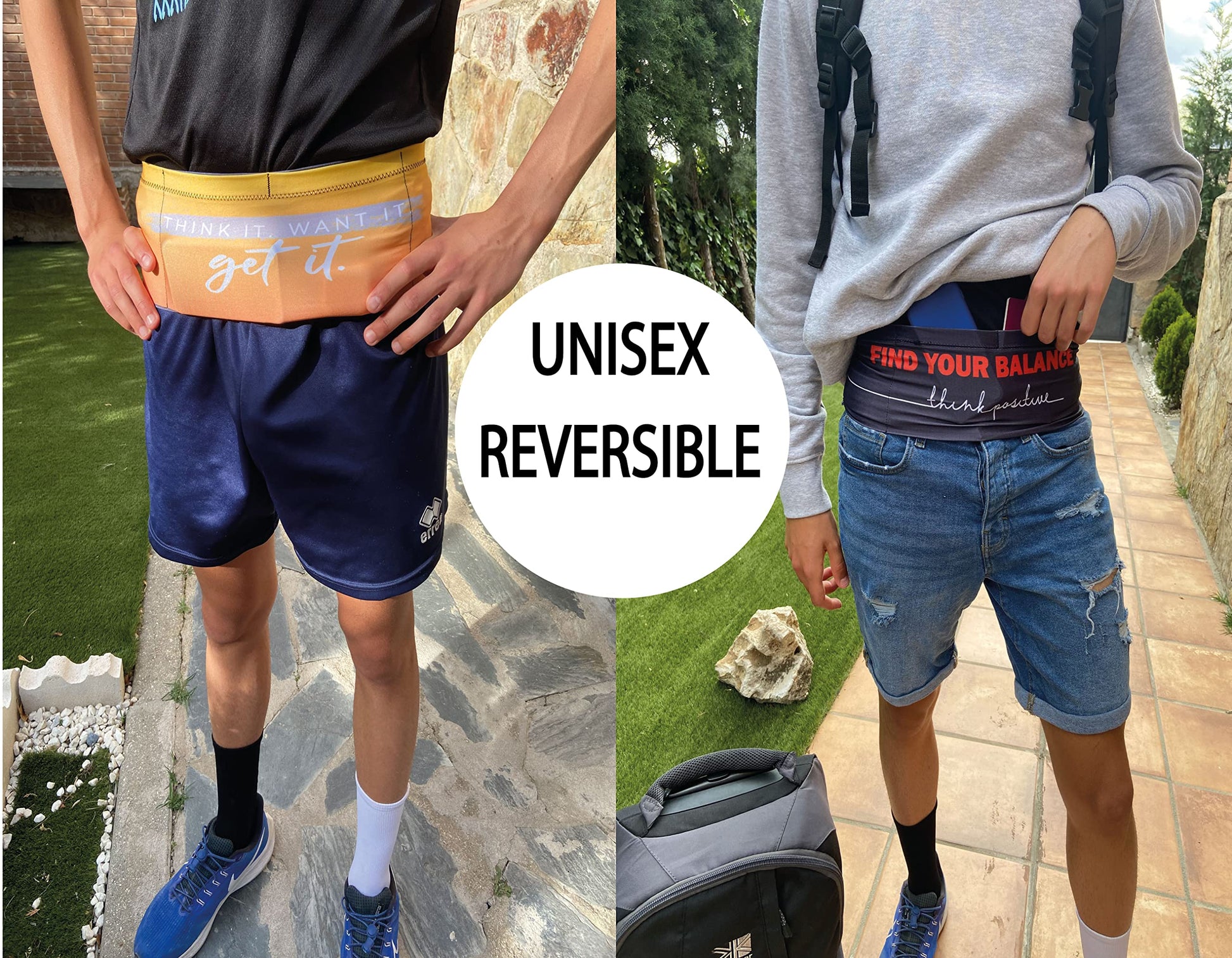 RUMVO SPORT - Cangurera Deportiva – Cinturon para Correr con Botella De Agua Unisex Reversible mariconera riñonera de Hidratacion Ropa Deportiva Mujerr bolsa para Correr Maraton Montaña…
