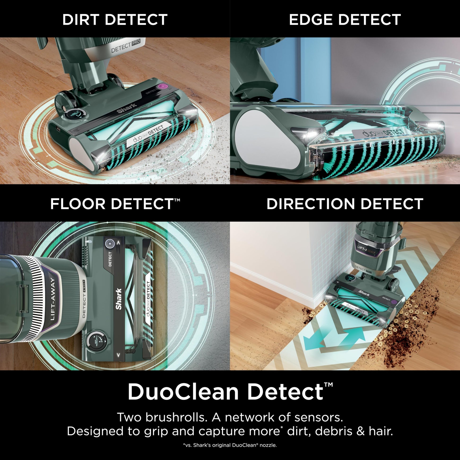 Shark Detect Pro Lift-Away ADV Aspiradora Vertical sin Bolsa con DuoClean Detect, Filtro HEPA, antialérgenos, Potente succión y tecnología neutralizadora de olores, Evergreen, LA802