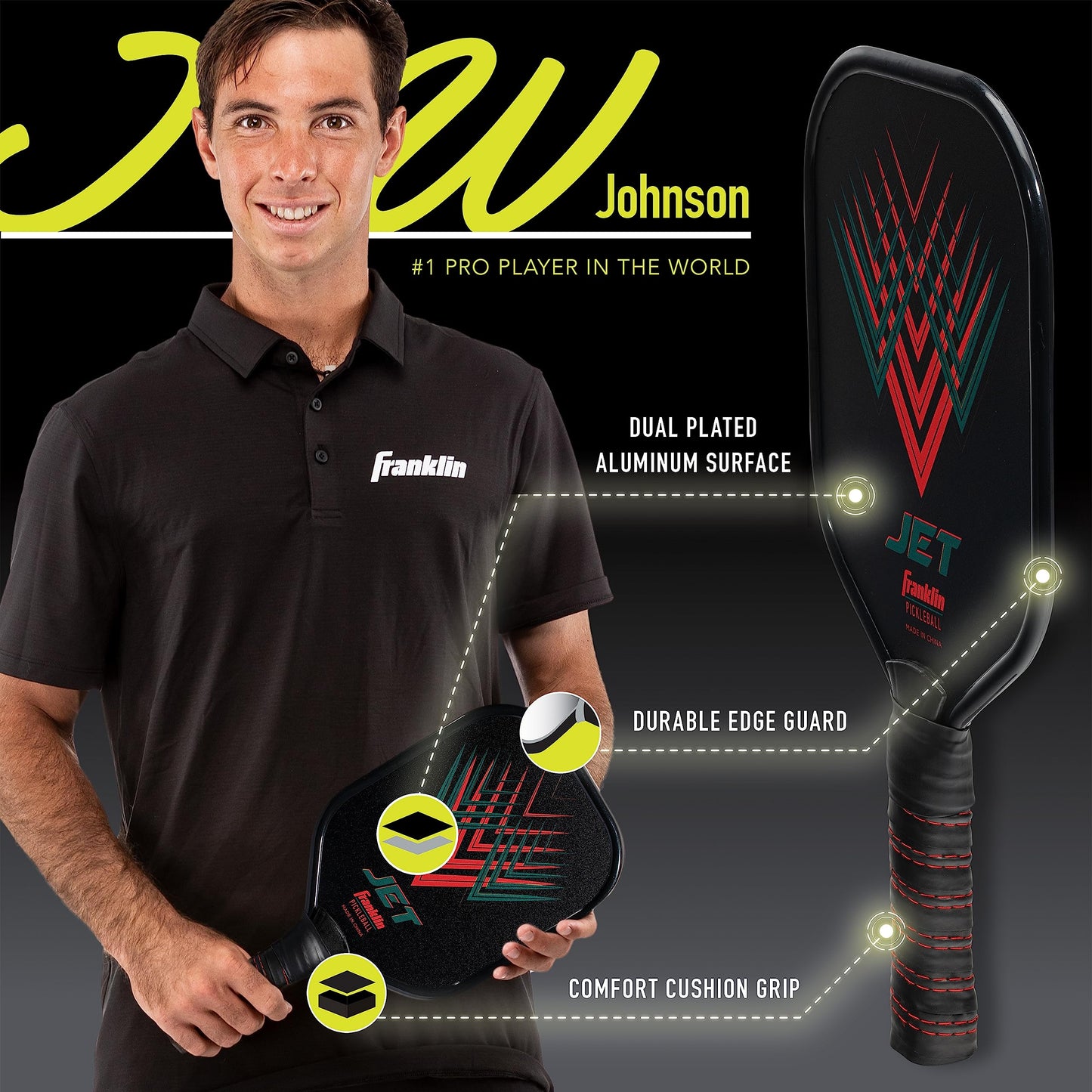 Franklin Sports Juego de Palas de Pickleball + Bolas de Iniciación – 2 Raquetas + 2 Bolas X-40 – Aprobado por Estados Unidos