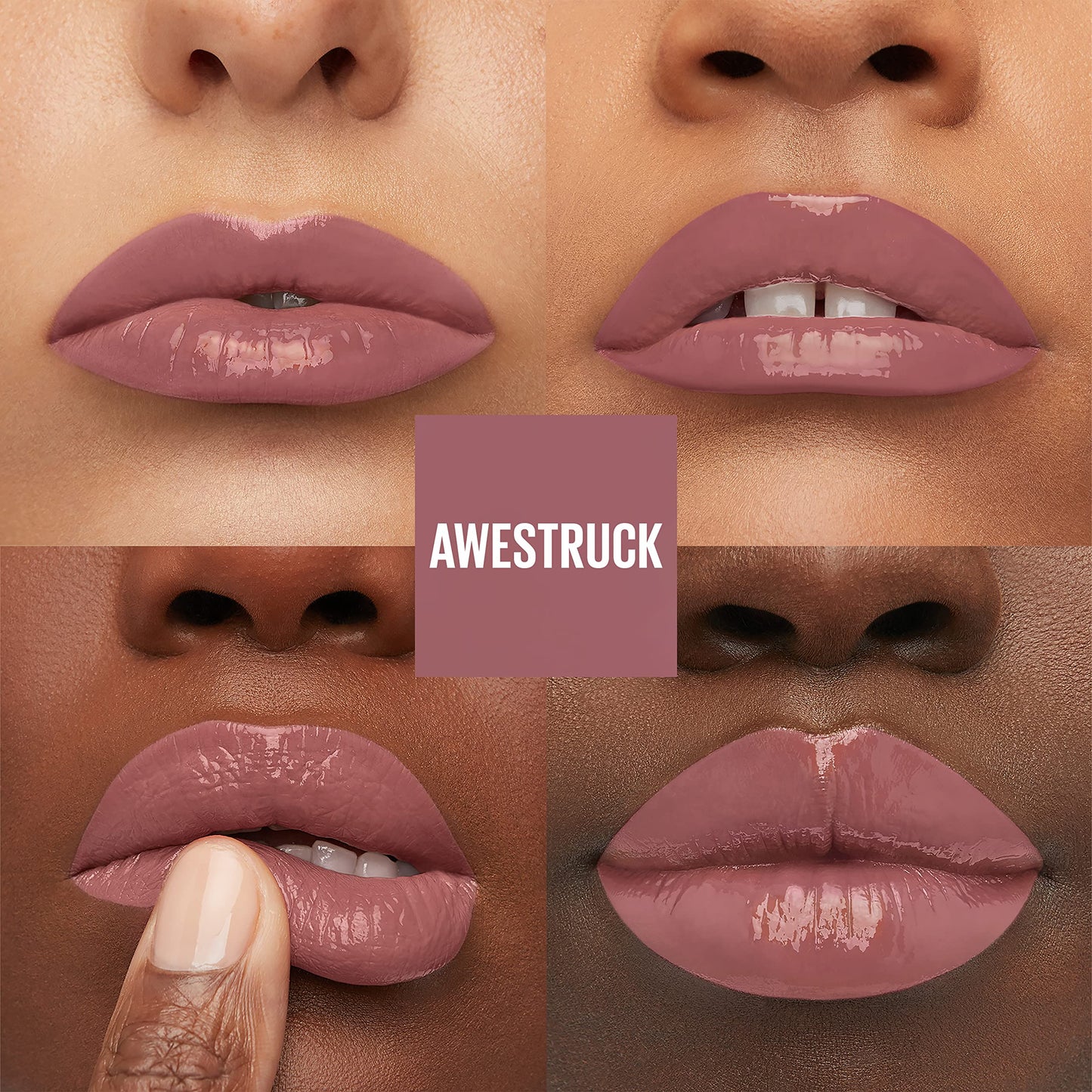 Labial Líquido Brillante, Maybelline Superstay Vinyl Ink Nudes tono Awestruck, 4.2ml + Labial líquido indeleble Matte Ink, tono70 amazonian