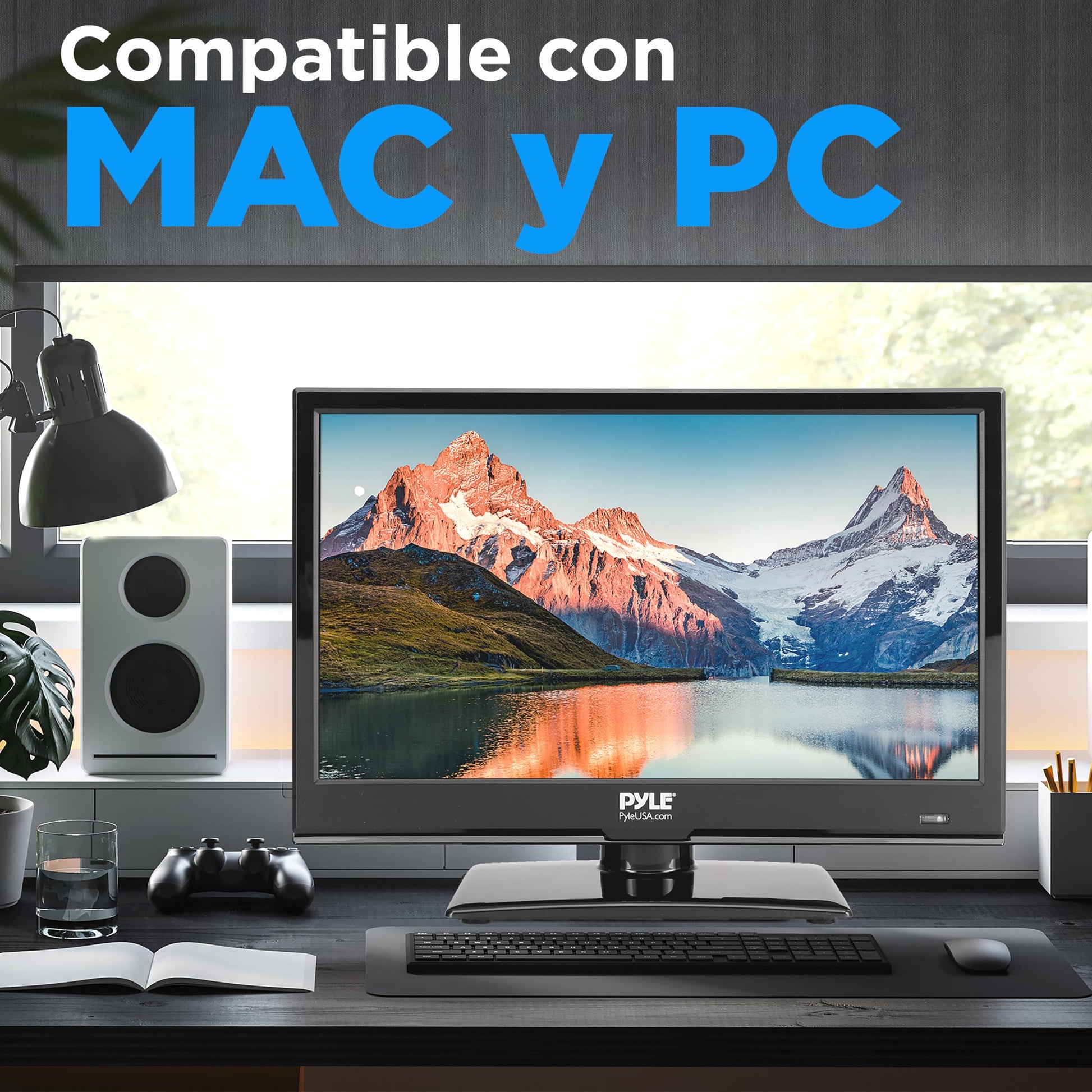 Pyle TV LED 15 pulgadas 1080p - pantalla plana FHD, HDMI, RCA, DVD integrado, montable en pared, compatible con Mac y PC, control remoto, negro