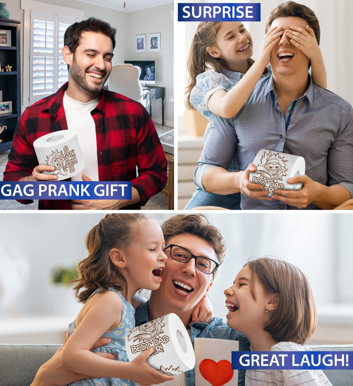 Rollo de Papel Higiénico TP Happy Fathers Day Super Hero Best Dad Ever Impreso 500 Hojas