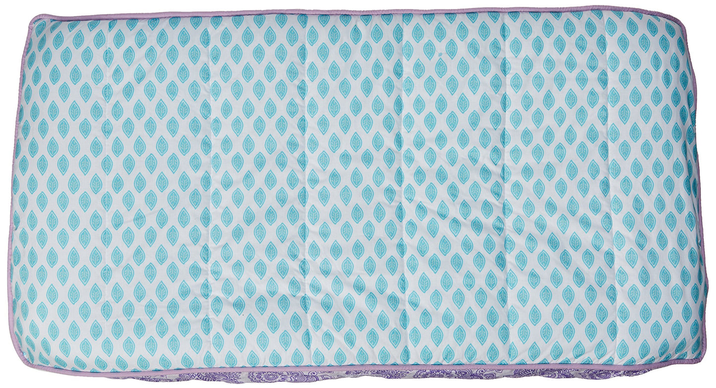 Bacati - Funda acolchada para cambiador de cachemira floral (lila/púrpura/hojas aguamarinas)