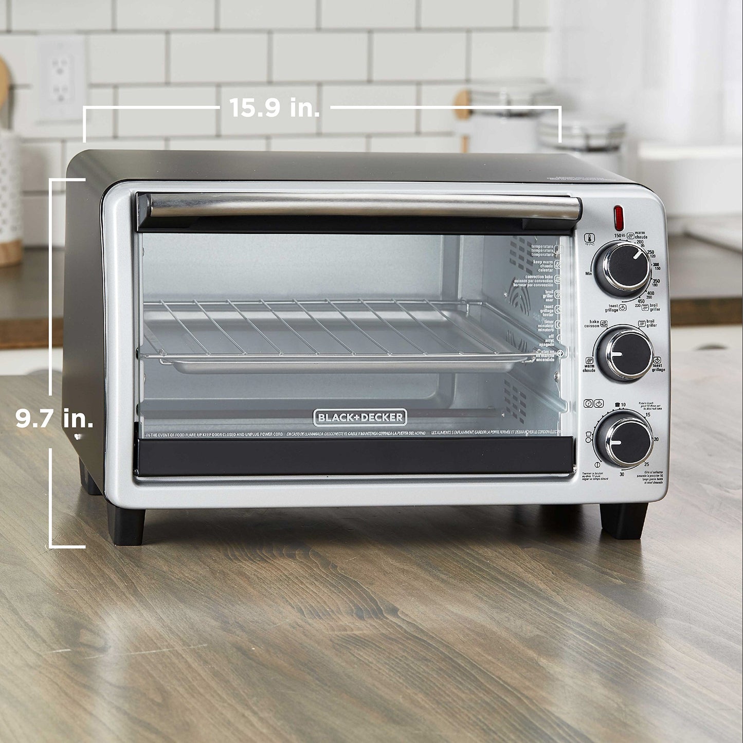 Black+Decker TO1675B Horno tostador de convección para 6 rebanadas, para cubierta, TO1950SBD, Negro, Una talla, 1