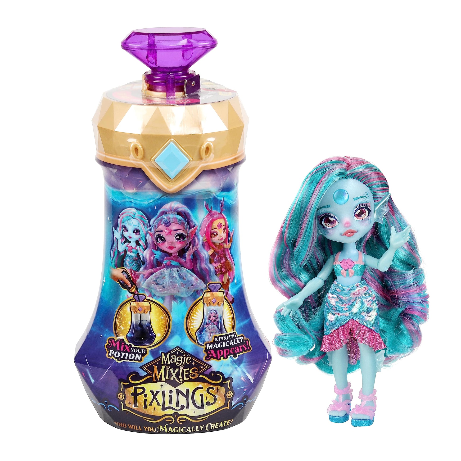 Magic Mixies Pixlings Marena Doll Single Pack Aqua Muñeca Sopresa para Niñas Unboxing Increíble Temporada 1 Original de Bandai