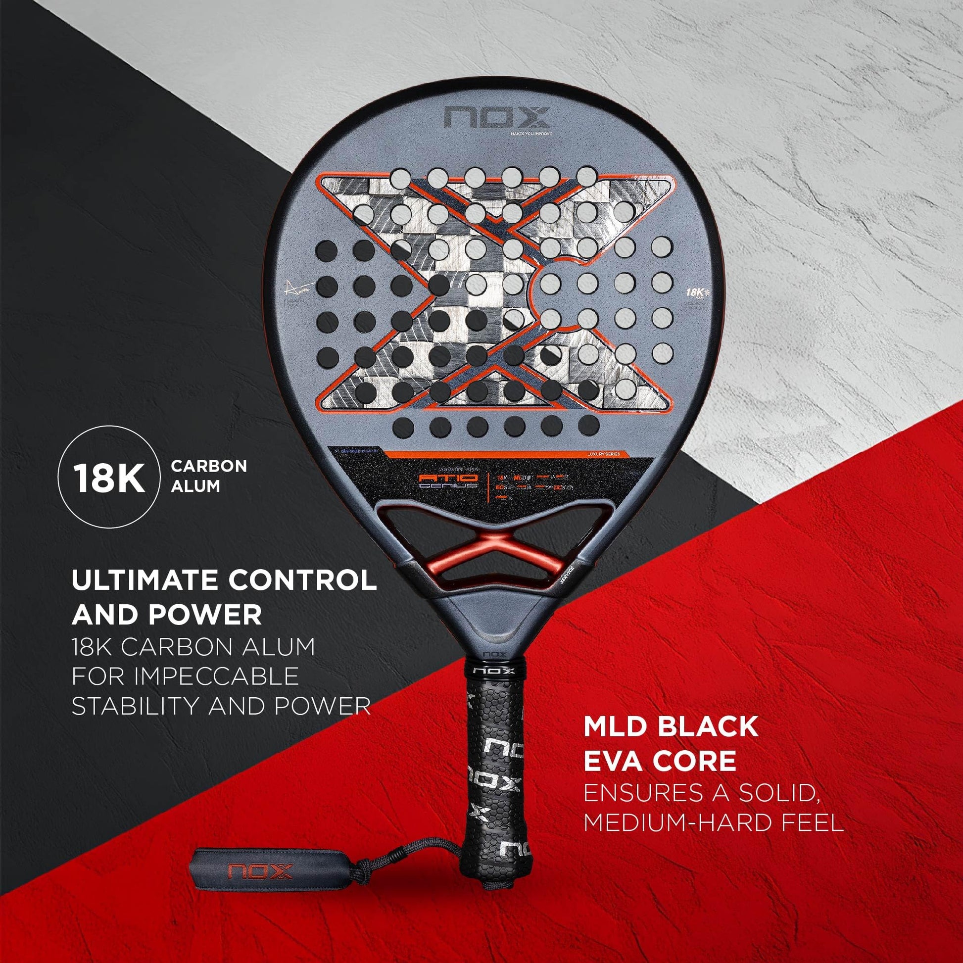 Pala de Pádel NOX AT10 Genius 18K Roja 2025