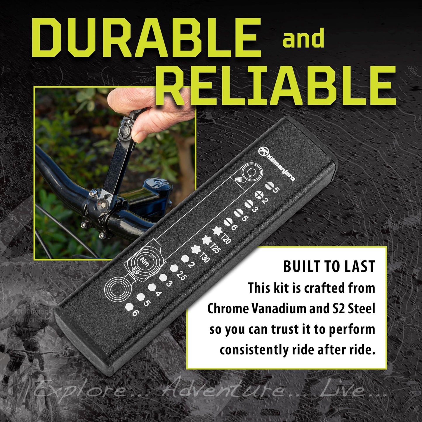 Herramienta para Bicicleta Kilimanjaro Cycle Series 15 en 1 Llave Dinamométrica de Precisión y Brocas Estuche de Almacenamiento