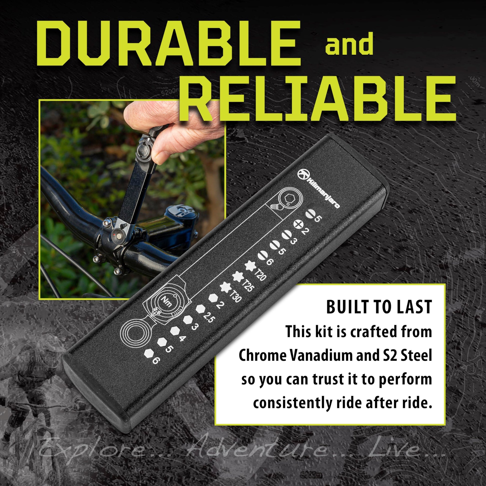 Herramienta para Bicicleta Kilimanjaro Cycle Series 15 en 1 Llave Dinamométrica de Precisión y Brocas Estuche de Almacenamiento