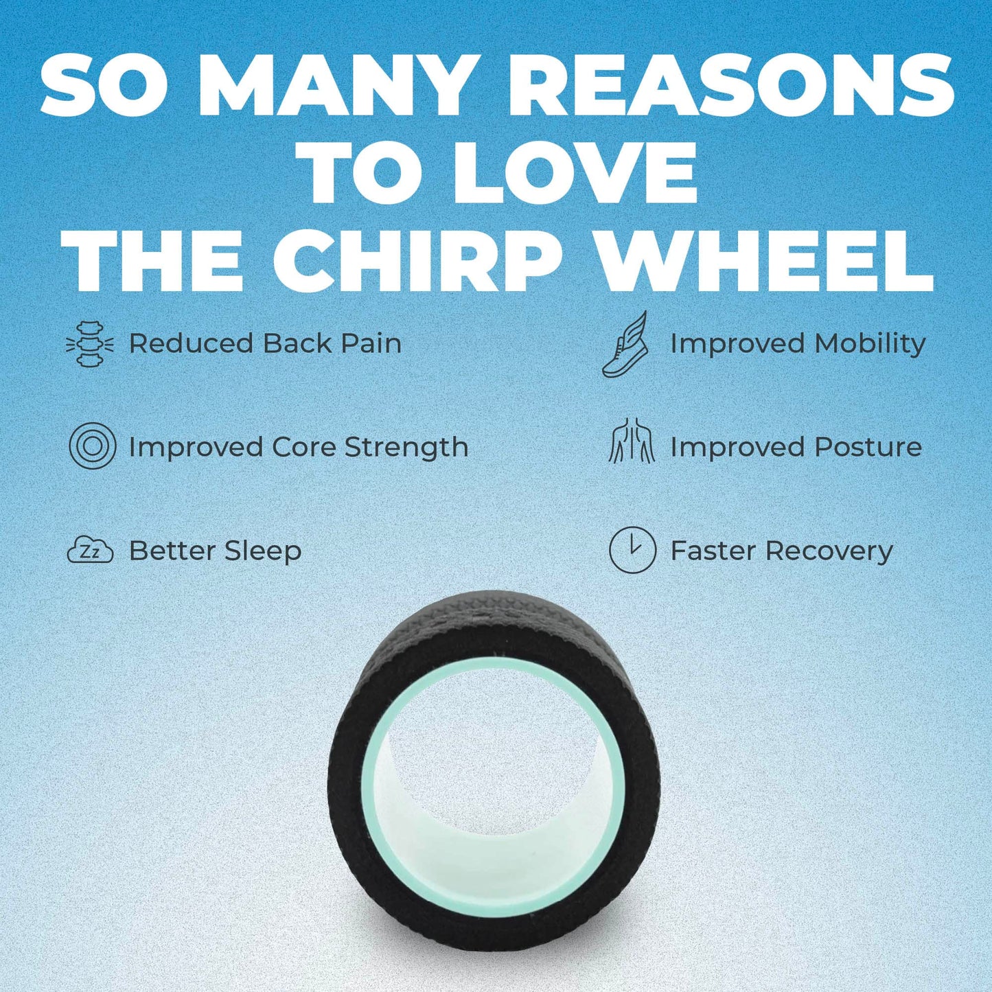 Chirp Wheel+ Rodillo de espuma para aliviar el dolor de espalda, terapia muscular y masaje de tejido profundo, 4 pulgadas