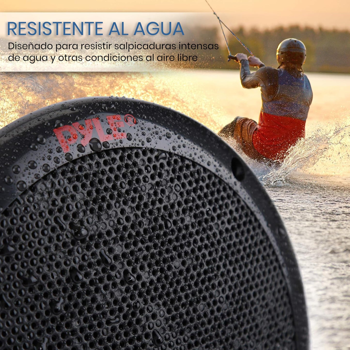 Pyle bocinas Marinas Dobles de 6.5 Pulgadas. Sistema de Sonido estéreo para Exteriores Resistente al Agua. 2 vías. Potencia 400 Watts. 1 par. Negro