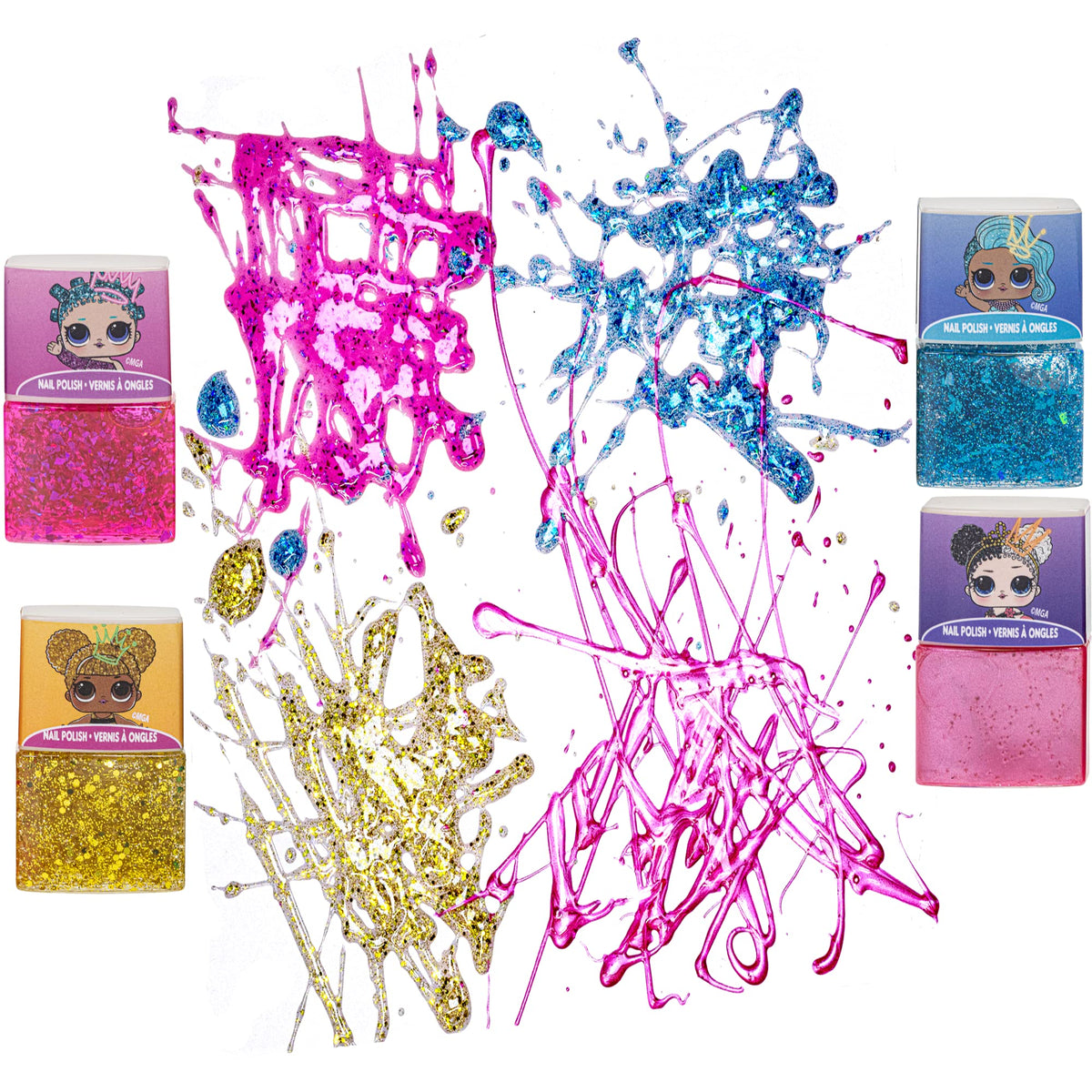 L.O.L. Surprise! Townley Girl, Non-Toxic Peel-Off Water-Based Safe Quick Dry Nail Polish Gift Kit Set for Kids Set With Nail Gem Wheel, Nail Stickers, Toe Spacers, Nail File, Glitter Vials, and Nail Dryer, Batteries Not Included, Ages 5+