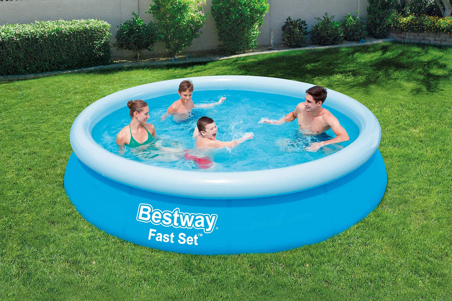 Alberca inflable red azul Fast Set con bomba y filtro, medidas 12´X 30" / 3.66mX76cm, Capacidad 5,377 lts