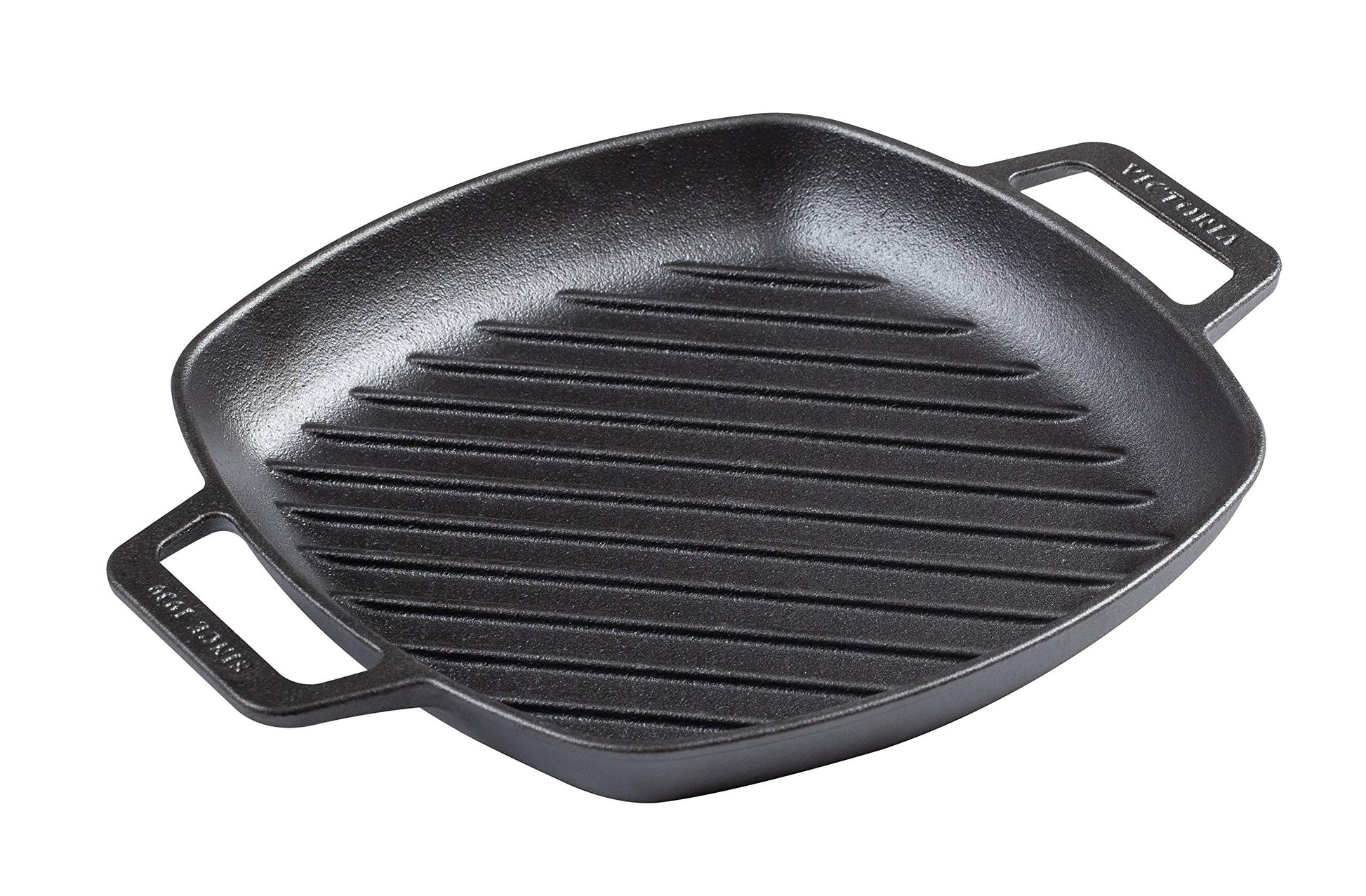 Parrilla Cuadrada Victoria Negro de Hierro Fundido con Asas de Doble Bucle y Mango para Mujer