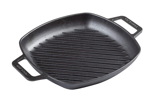Parrilla Cuadrada Victoria Negro de Hierro Fundido con Asas de Doble Bucle y Mango para Mujer