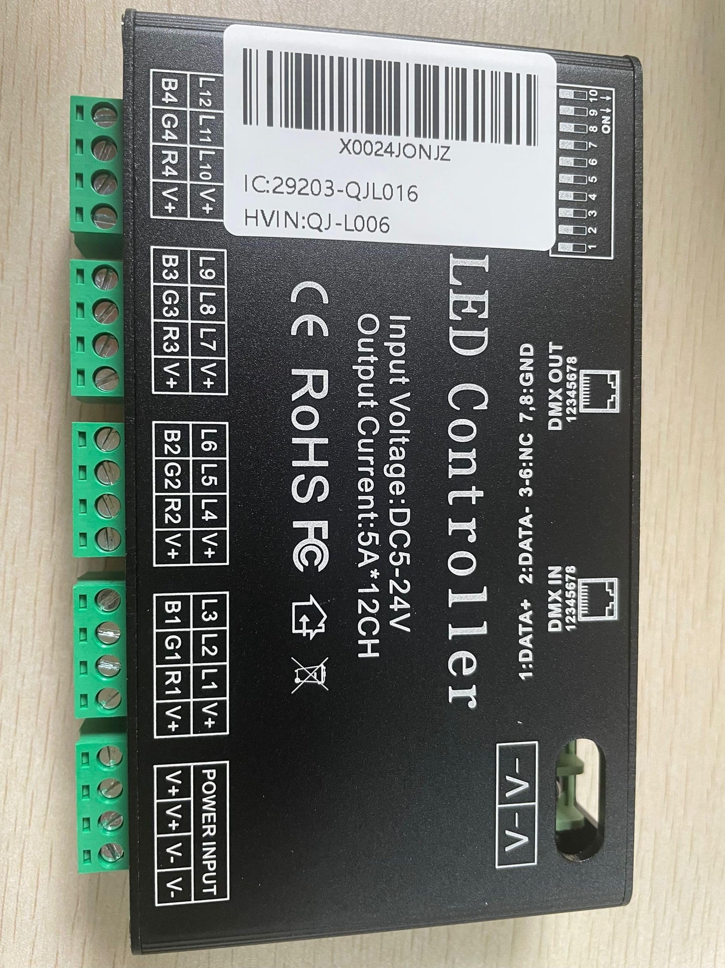 Decodificador DMX de 12 canales, driver de tira de luz LED AZIMOM RGB dmx512 decodificador atenuador driver DC5V-24V LED módulo de luz
