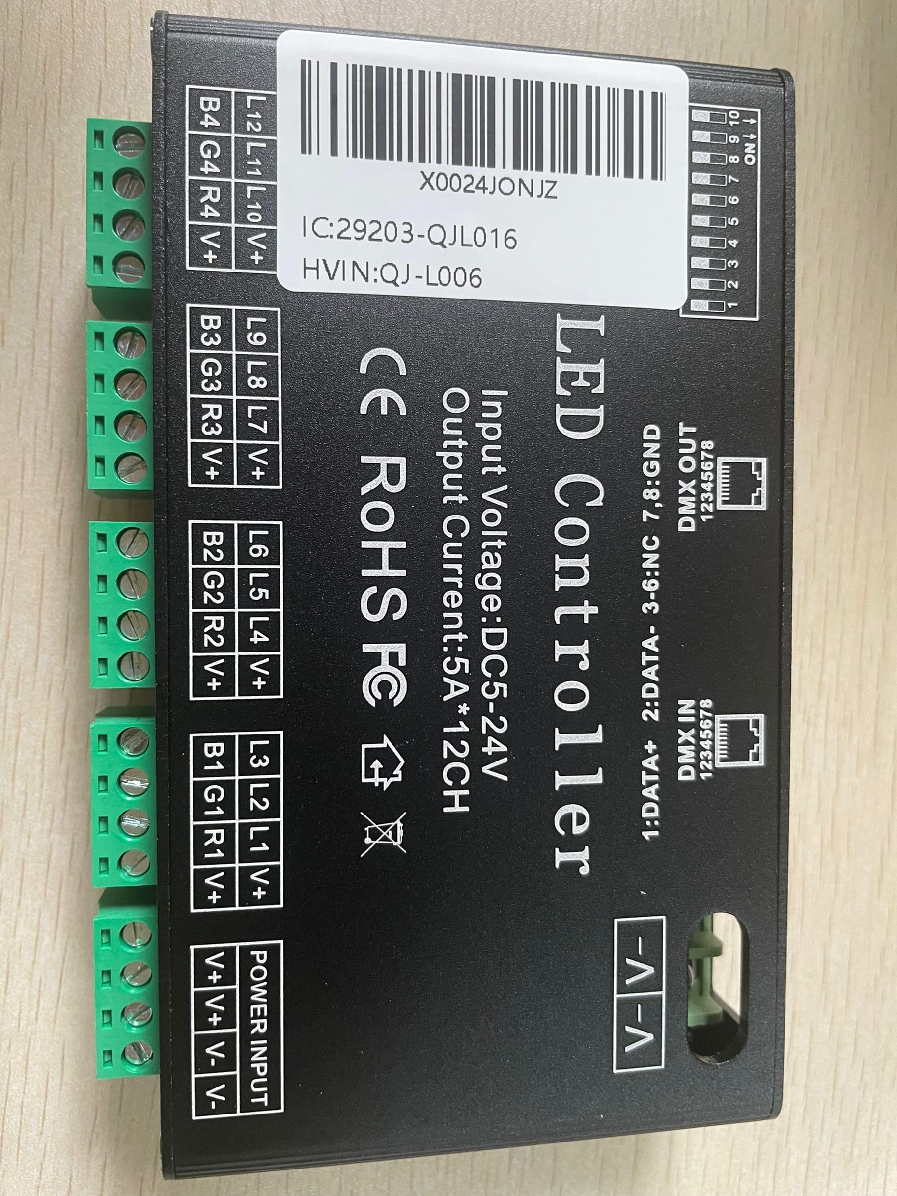 Decodificador DMX de 12 canales, driver de tira de luz LED AZIMOM RGB dmx512 decodificador atenuador driver DC5V-24V LED módulo de luz
