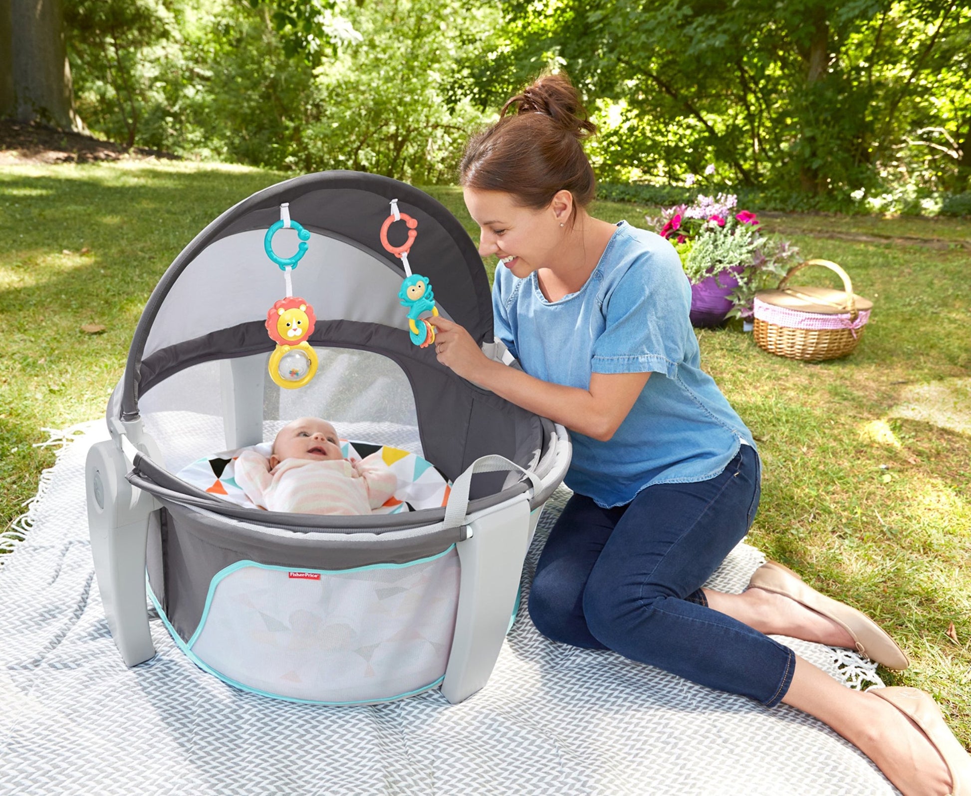 Fisher-Price On-The-Go - Cúpula para bebé, Molino de viento (Embalaje estándar), Grey/Blue/Yellow/White, n.a.
