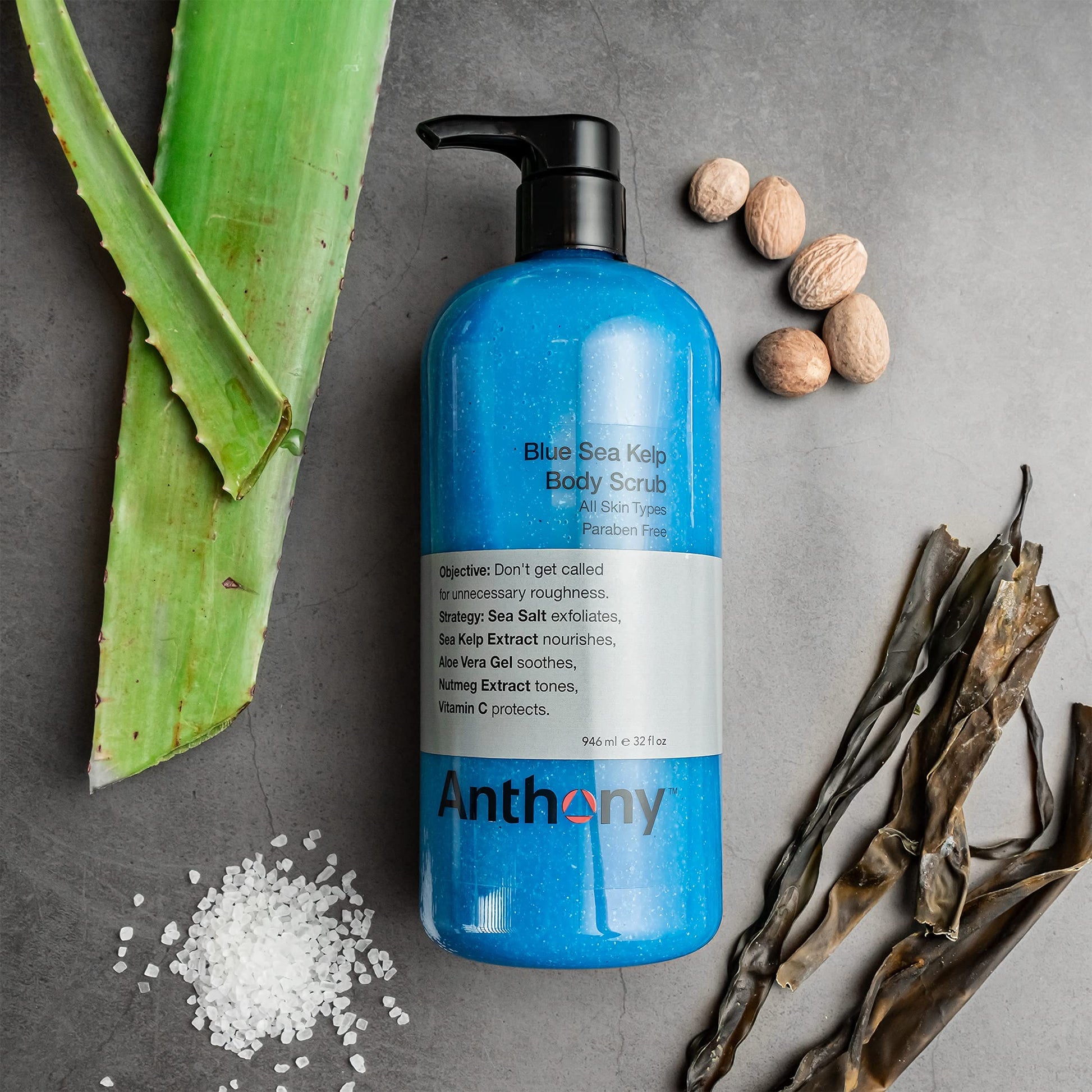 Exfoliante Corporal Anthony Azul Blue Sea Kelp para una Piel Suave y Rejuvenecida