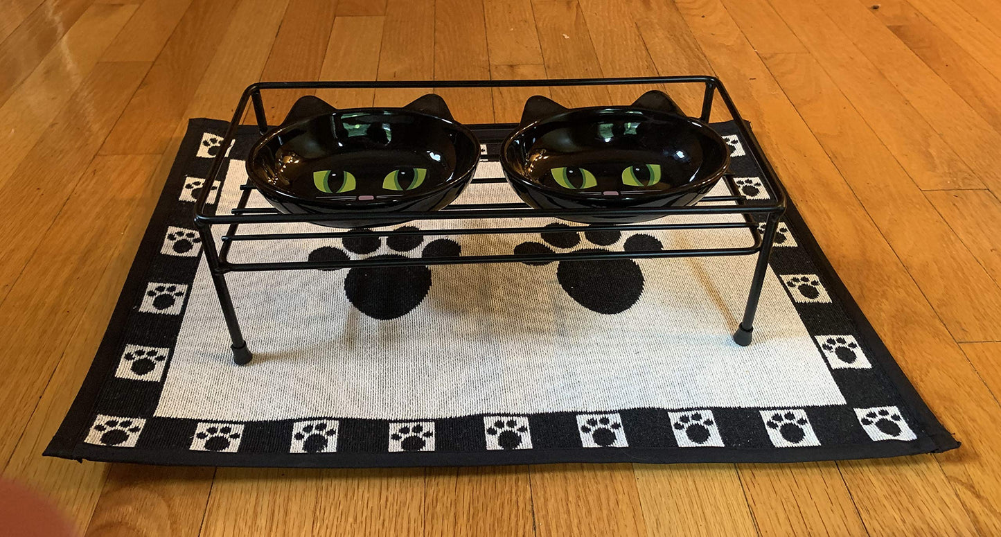 Set de Comedero PetRageous Gizmo Negro con Marco de Acero para Perros y Gatos Pequeños y Medianos