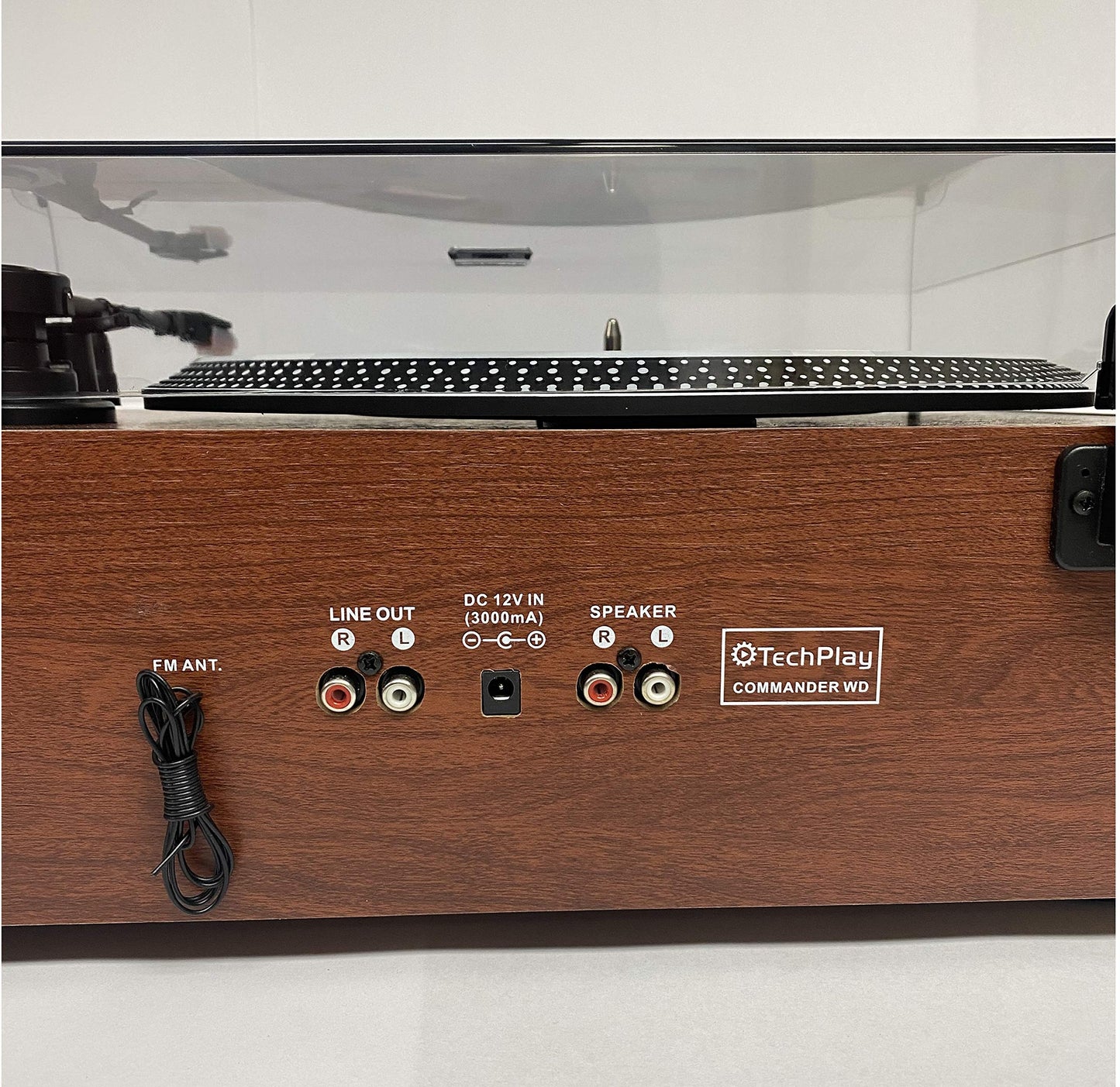 TechPlay Commander, tocadiscos de 3 velocidades con control de tono, reproductor de CD, amplificador con medidor VU, Bluetooth y grabación USB... (madera)