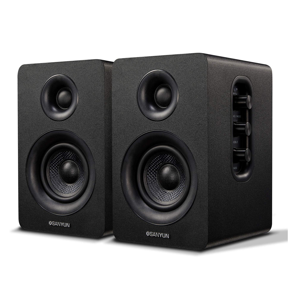 Altavoces de Estantería Sanyun Negro Bluetooth 5.0 con Unidad de Fibra de Carbono para Juegos de Monitor de Computadora