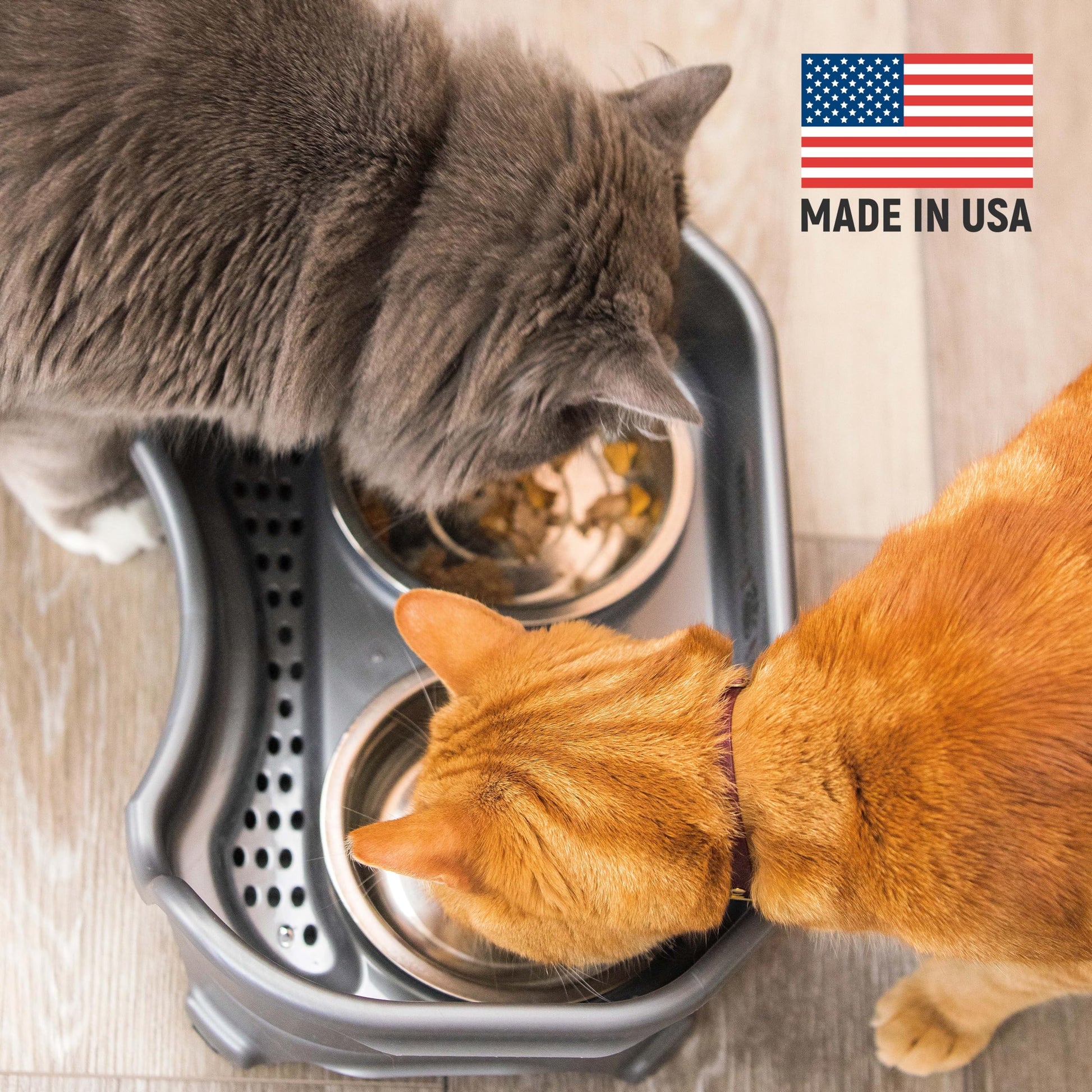 Comedero Neater Feeder Plomizo con Cuencos de Acero Inoxidable y Antideslizantes para Gato