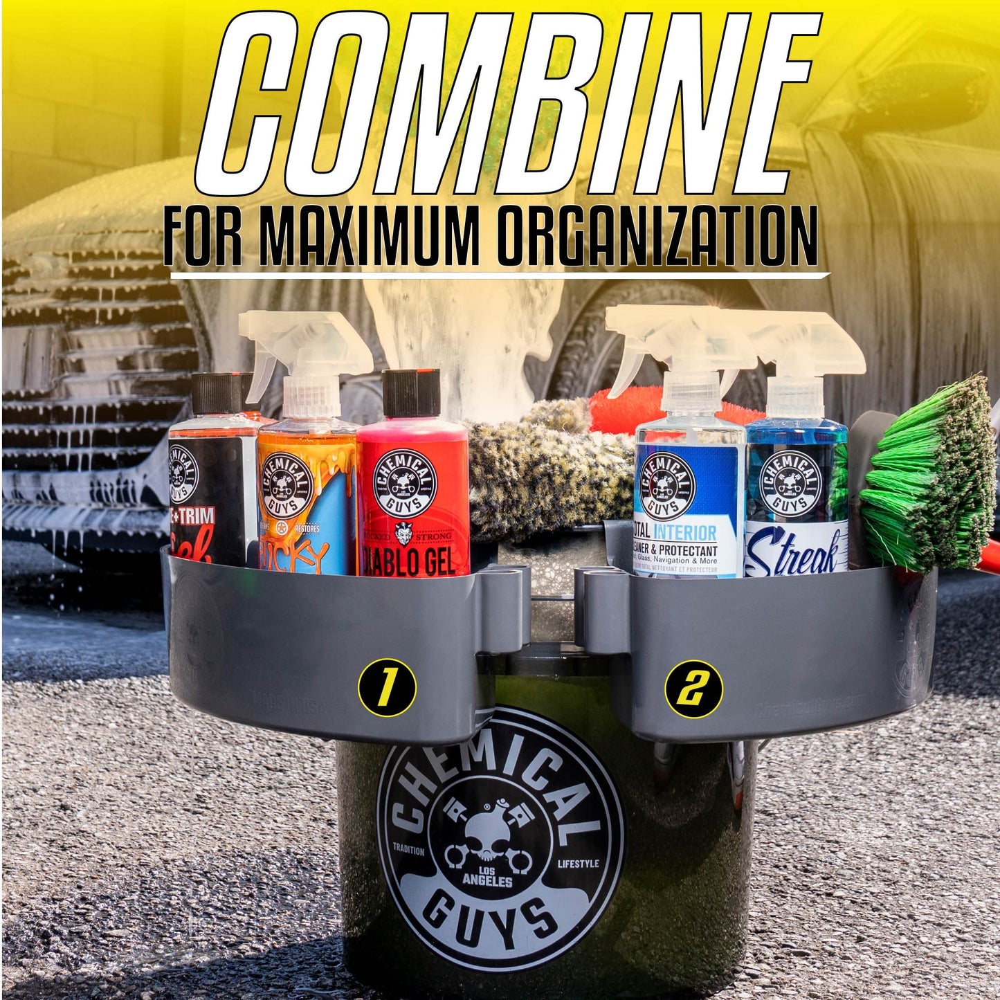 Chemical Guys Freeloader cubeta y Dolly Organizador, Gris, Mantiene el jabón y el Agua en el cubeta y Tus Suministros organizados, Ideal para Lavar Coches, Camiones, Motocicletas, SUV y más